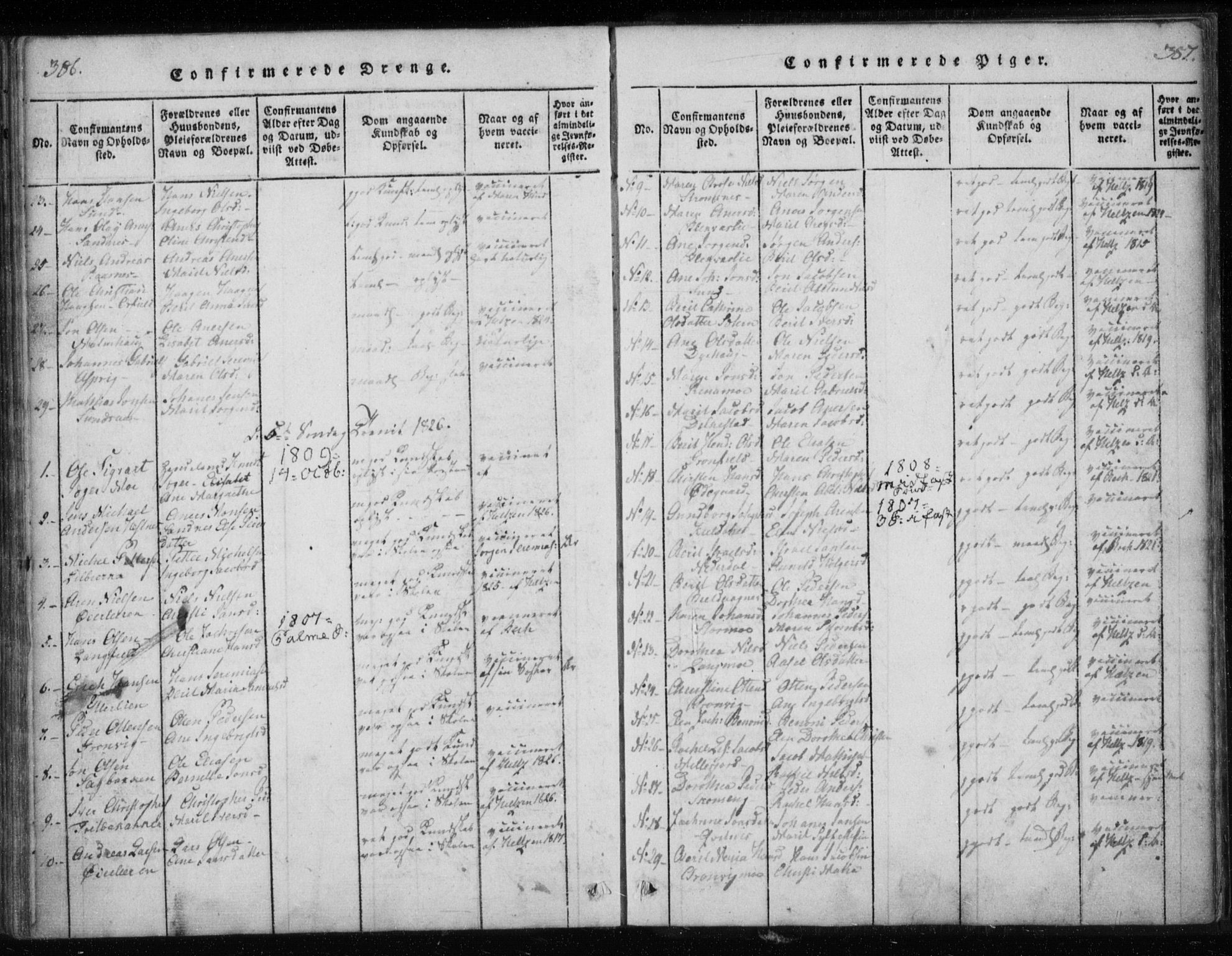 Ministerialprotokoller, klokkerbøker og fødselsregistre - Nordland, AV/SAT-A-1459/825/L0353: Parish register (official) no. 825A07, 1820-1826, p. 386-387