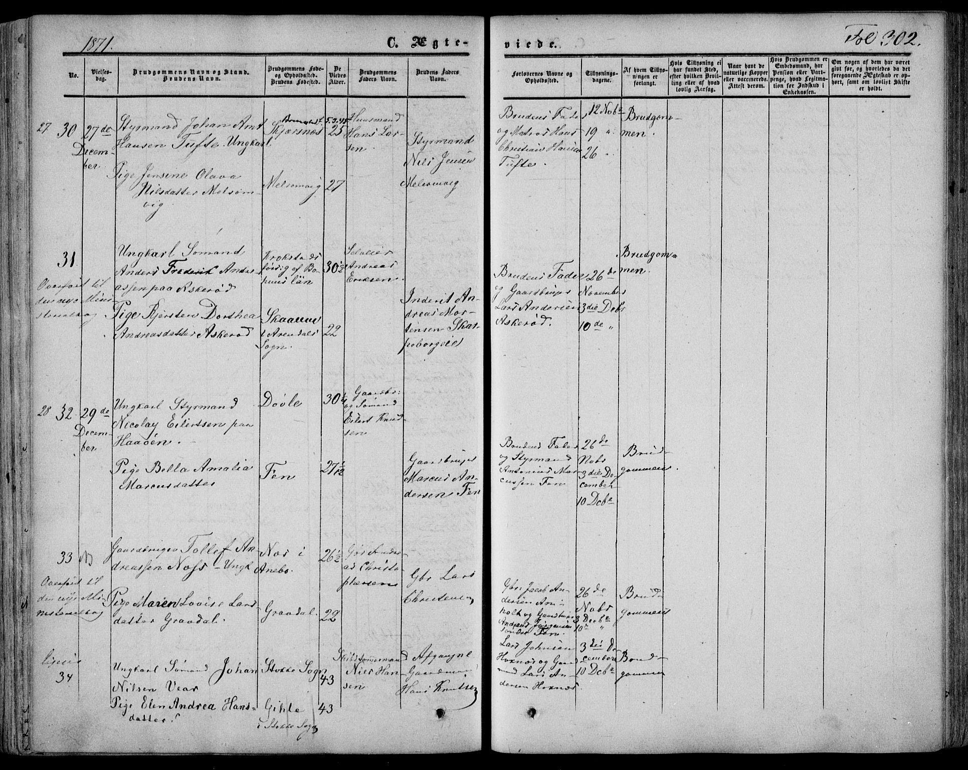 Stokke kirkebøker, AV/SAKO-A-320/F/Fa/L0008: Parish register (official) no. I 8, 1858-1871, p. 302