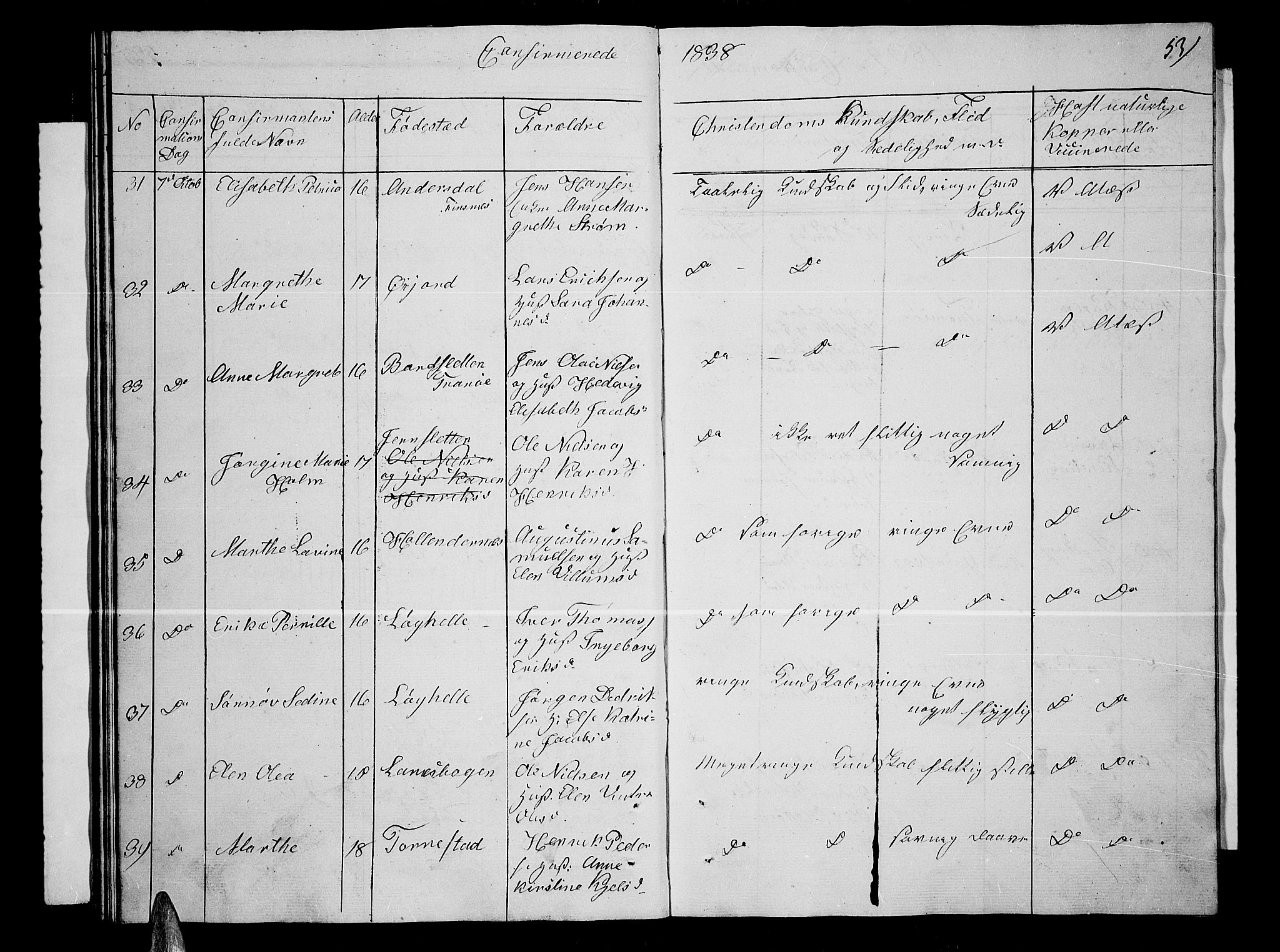 Lenvik sokneprestembete, AV/SATØ-S-1310/H/Ha/Hab/L0002klokker: Parish register (copy) no. 2, 1838-1843, p. 53