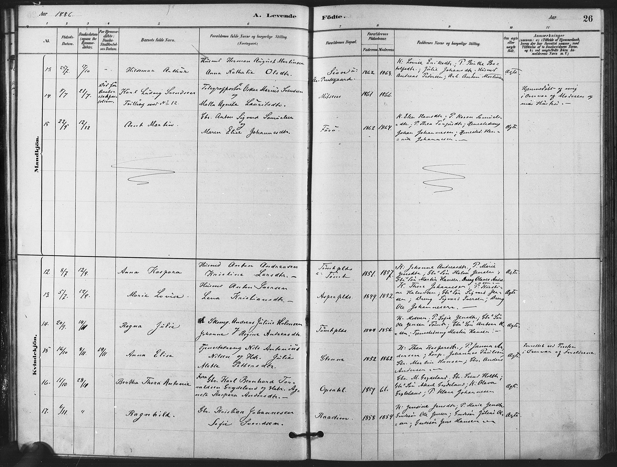 Kråkstad prestekontor Kirkebøker, AV/SAO-A-10125a/F/Fa/L0009: Parish register (official) no. I 9, 1880-1892, p. 26