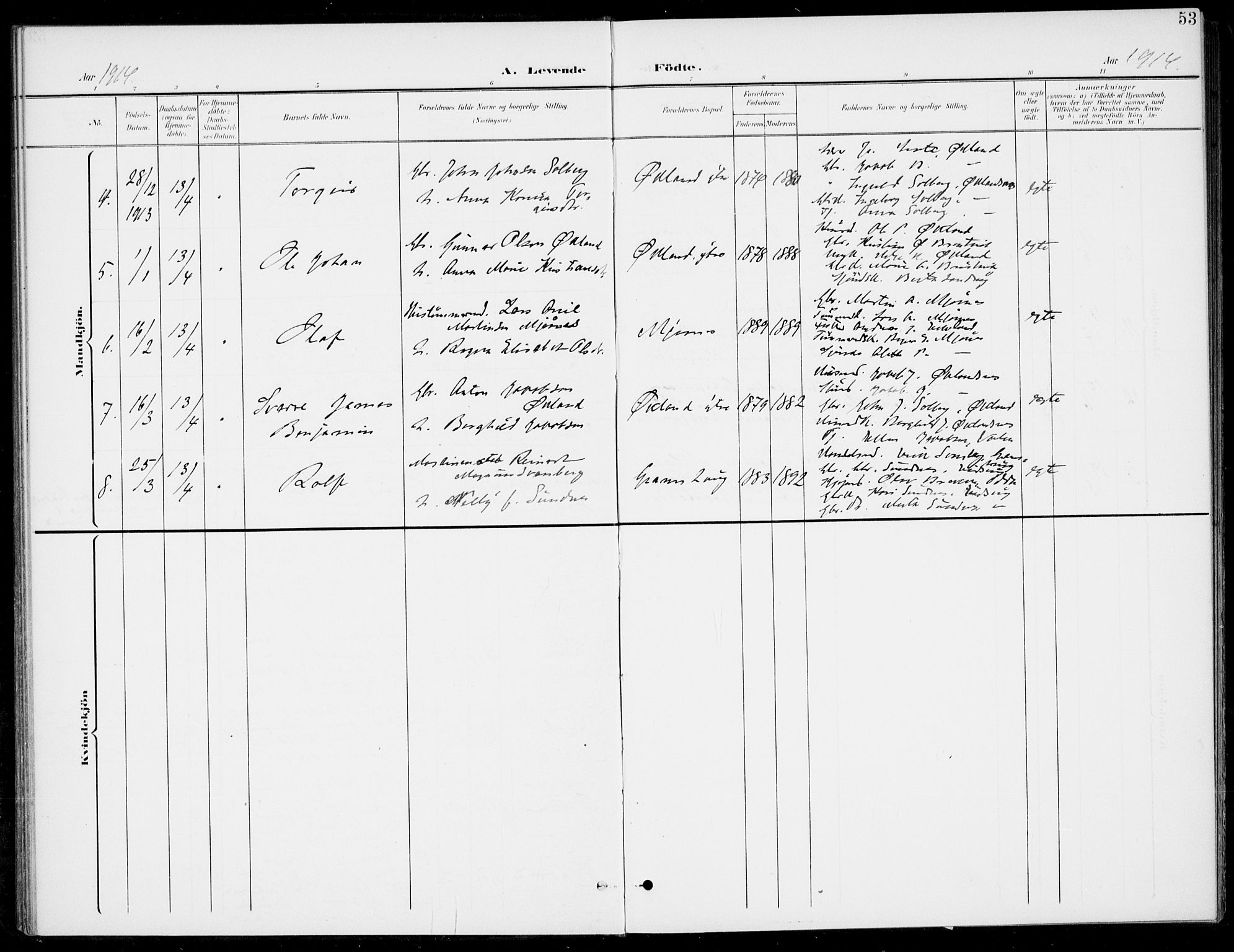 Sveio Sokneprestembete, AV/SAB-A-78501/H/Haa: Parish register (official) no. C 3, 1899-1916, p. 53