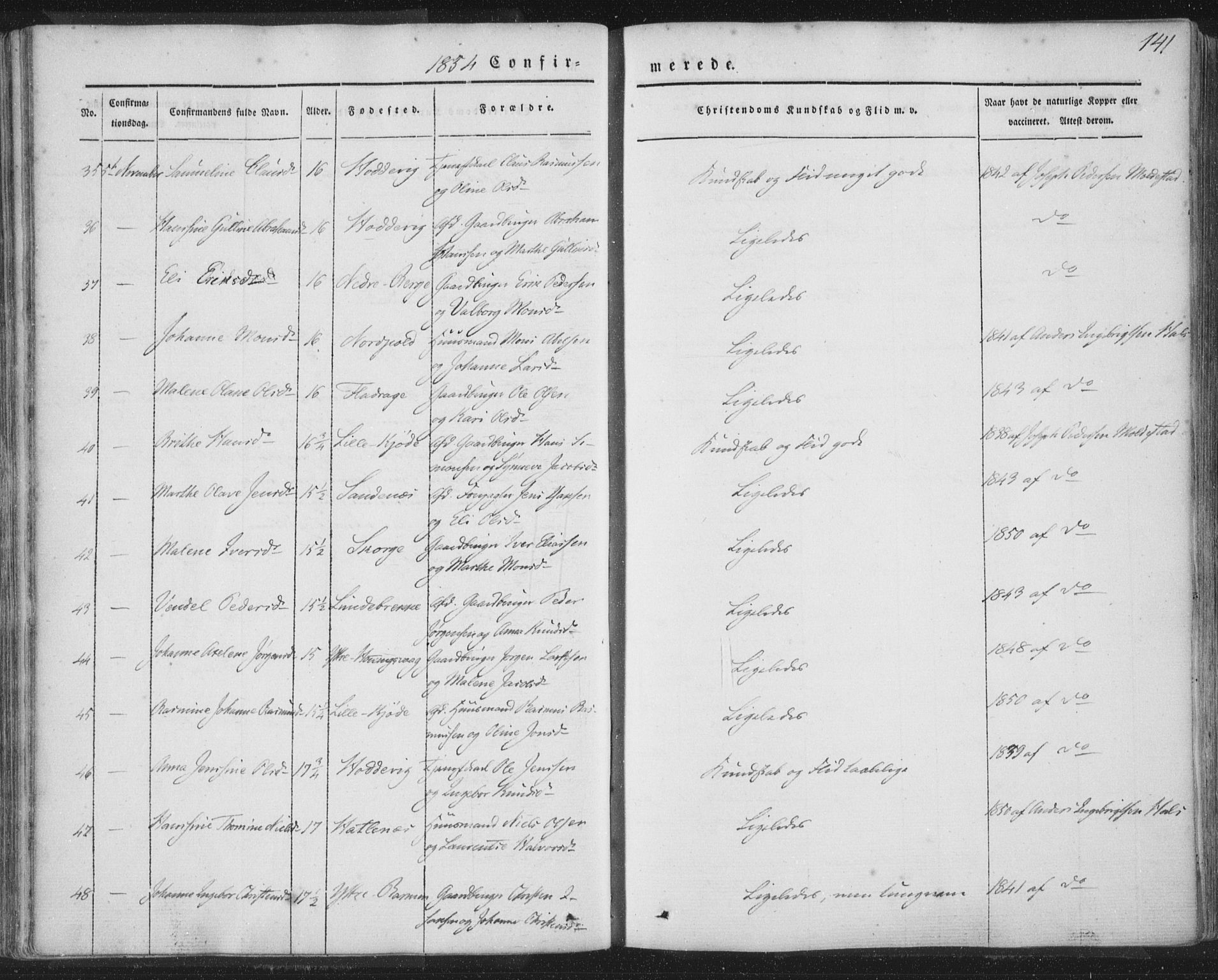 Selje sokneprestembete, AV/SAB-A-99938/H/Ha/Haa/Haaa: Parish register (official) no. A 10, 1844-1858, p. 141