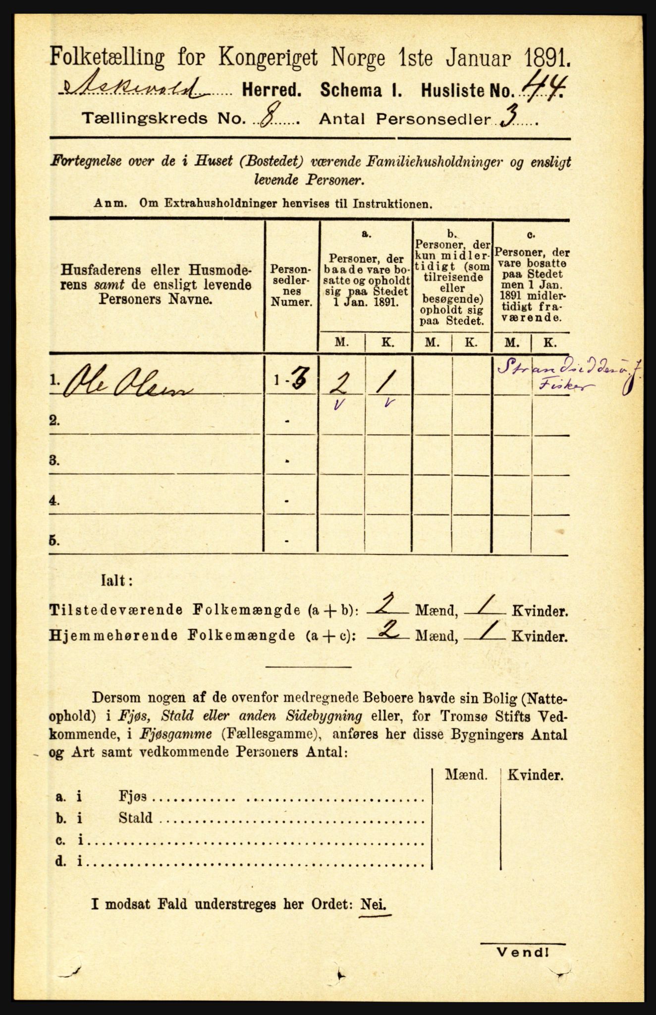 RA, 1891 census for 1428 Askvoll, 1891, p. 2130