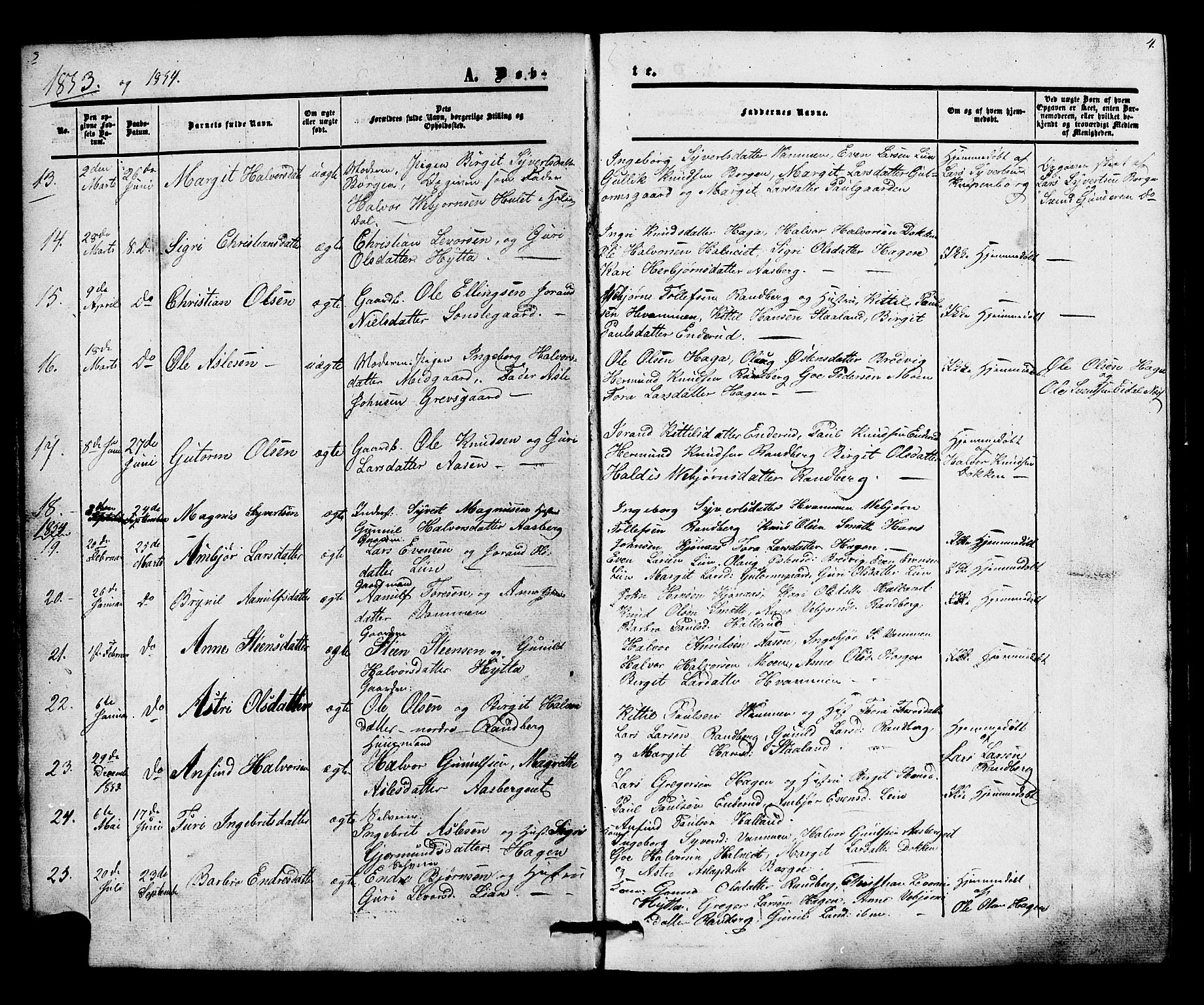 Nore kirkebøker, SAKO/A-238/G/Gc/L0001: Parish register (copy) no. III 1, 1851-1877, p. 3-4