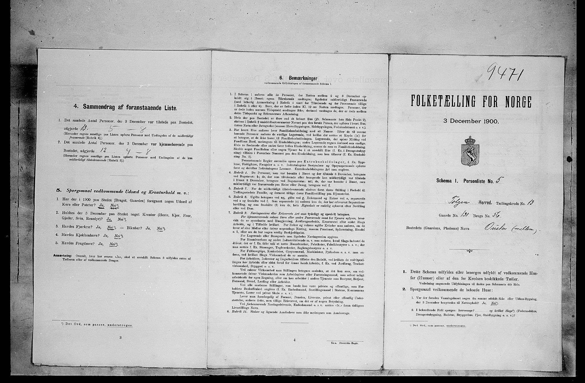 SAH, 1900 census for Tolga, 1900, p. 1201