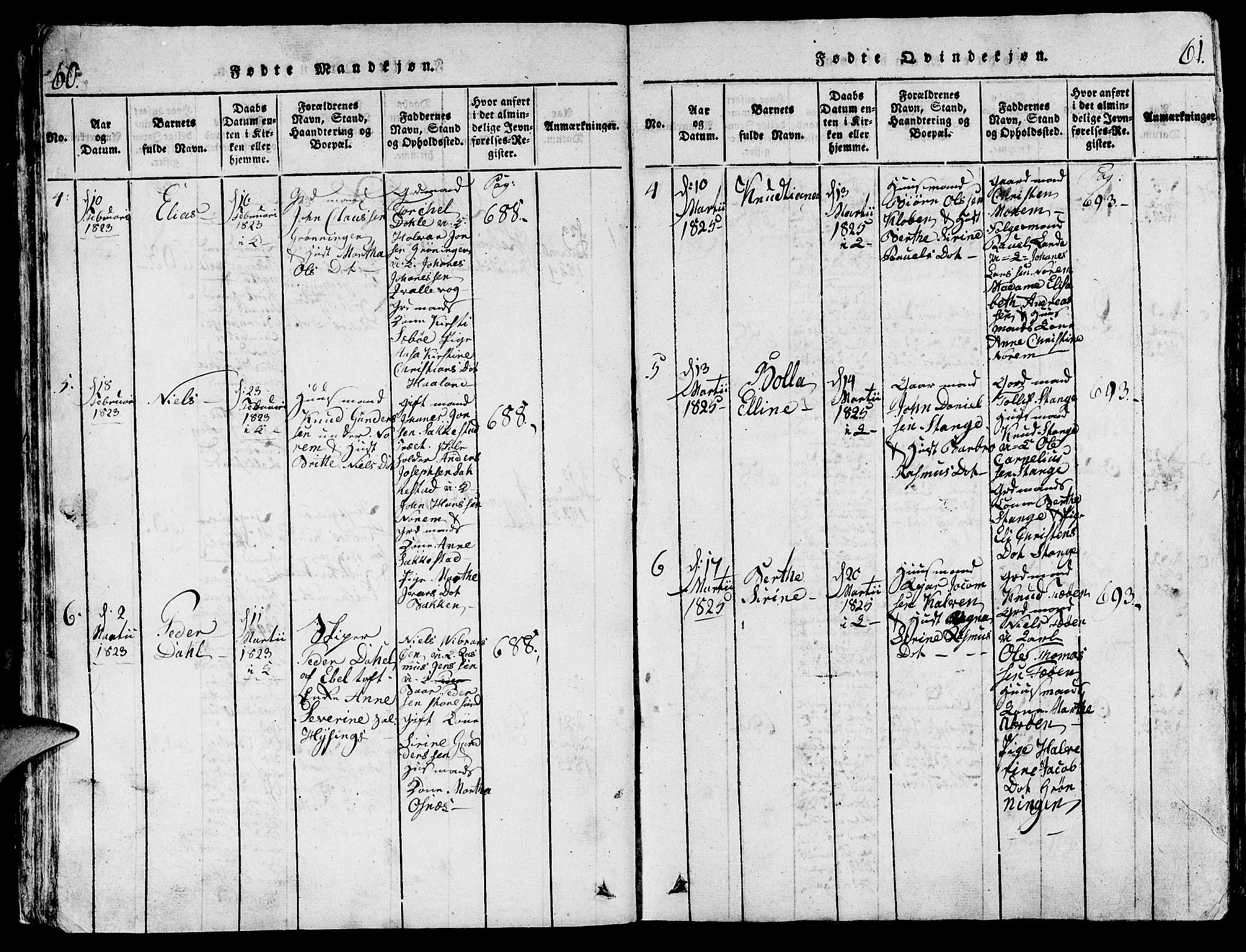 Torvastad sokneprestkontor, AV/SAST-A -101857/H/Ha/Hab/L0001: Parish register (copy) no. B 1 /1, 1817-1835, p. 60-61