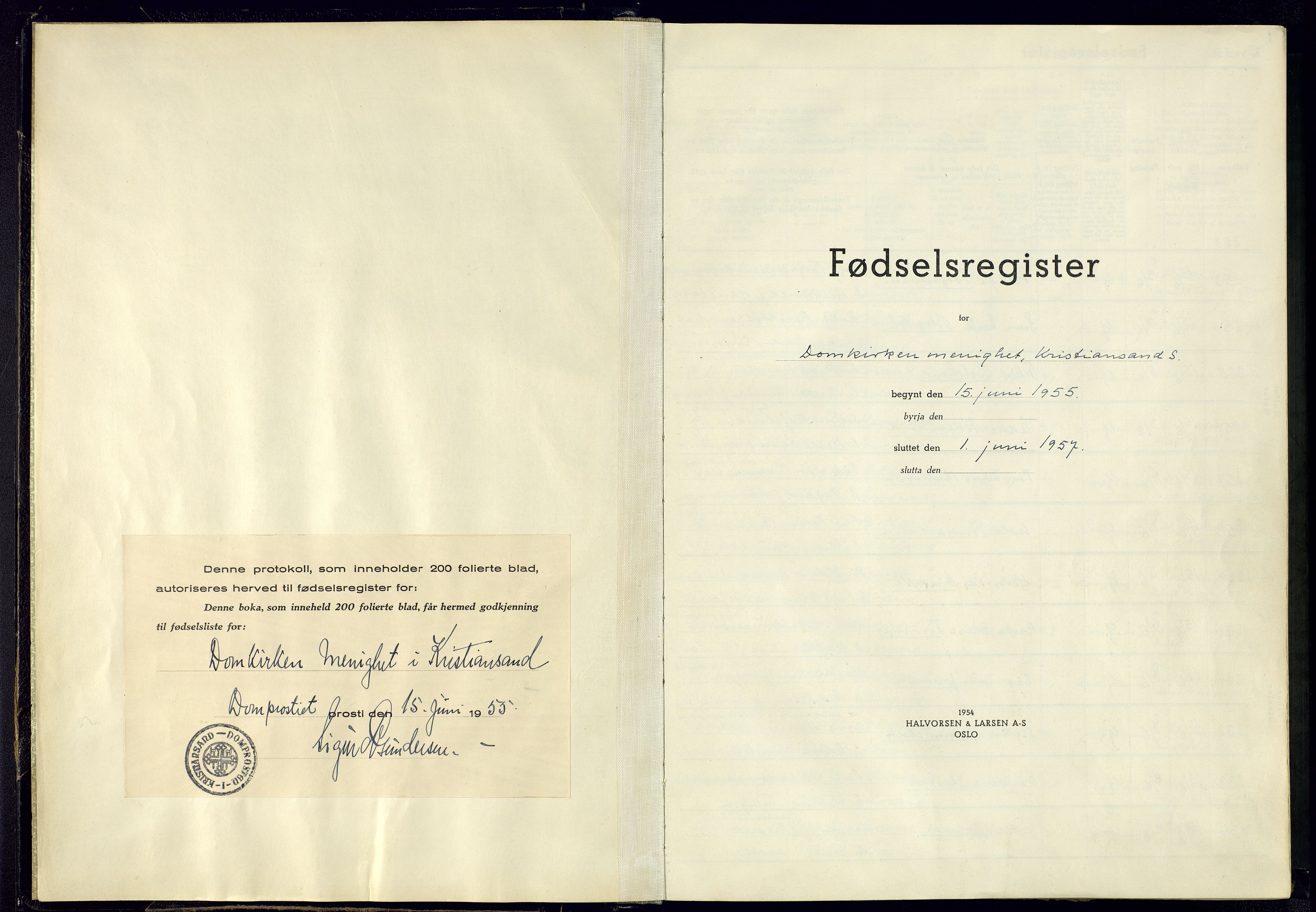 Kristiansand domprosti, SAK/1112-0006/J/Jc/L0011: Birth register no. A-VI-55, 1955-1957