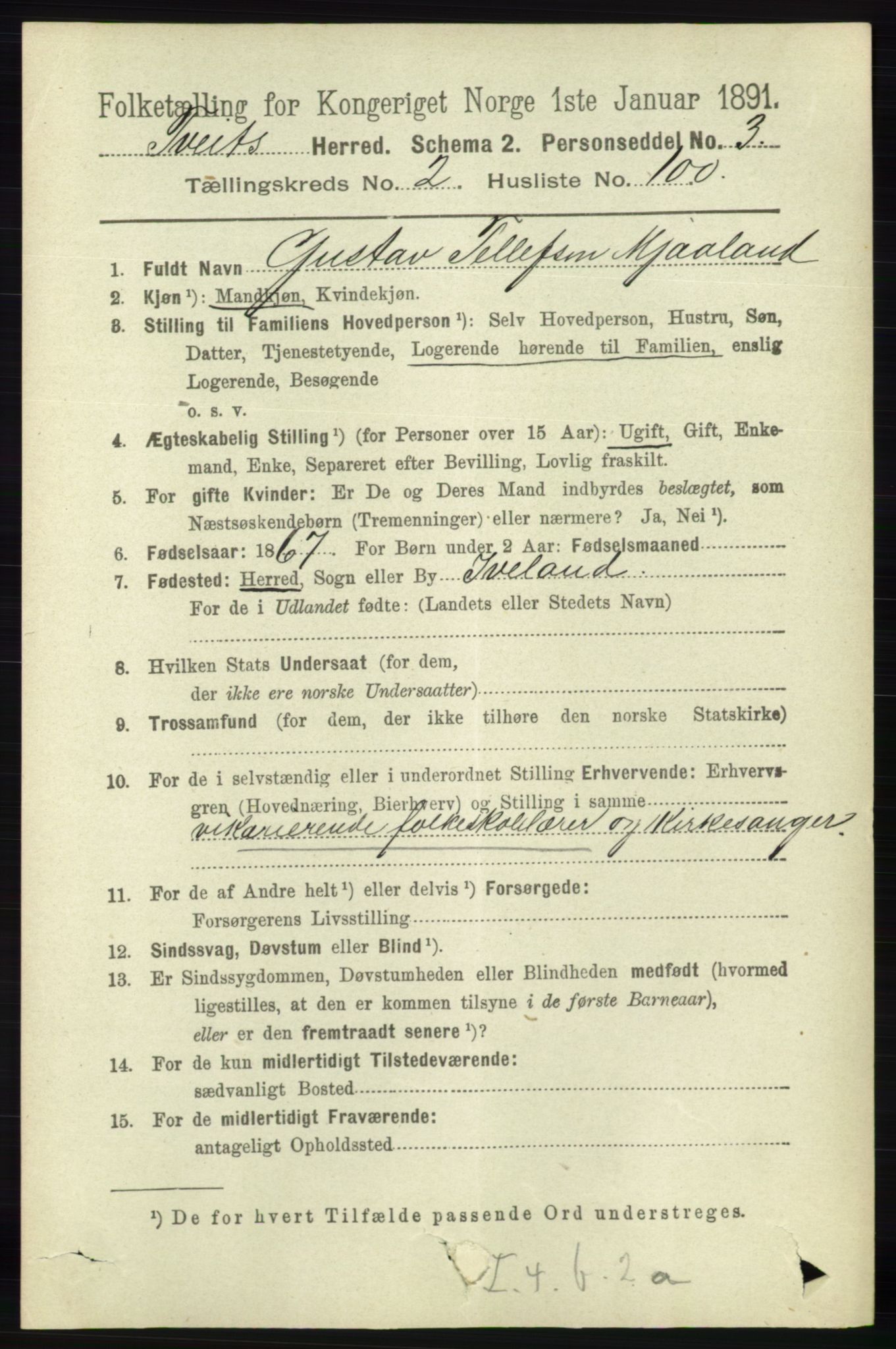 RA, 1891 census for 1013 Tveit, 1891, p. 1084