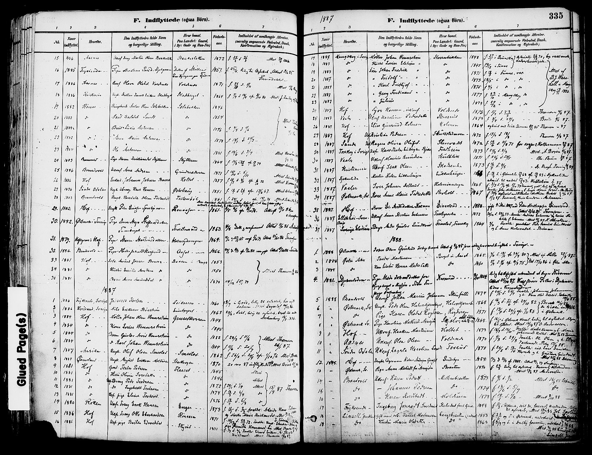 Grue prestekontor, SAH/PREST-036/H/Ha/Haa/L0012: Parish register (official) no. 12, 1881-1897, p. 335