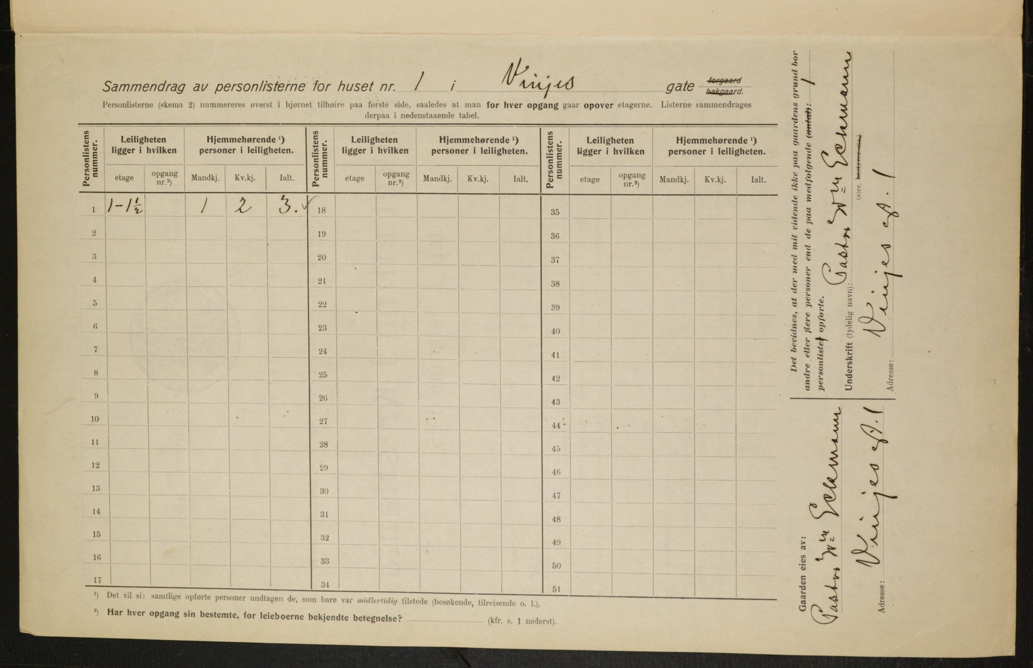 OBA, Municipal Census 1915 for Kristiania, 1915, p. 124275