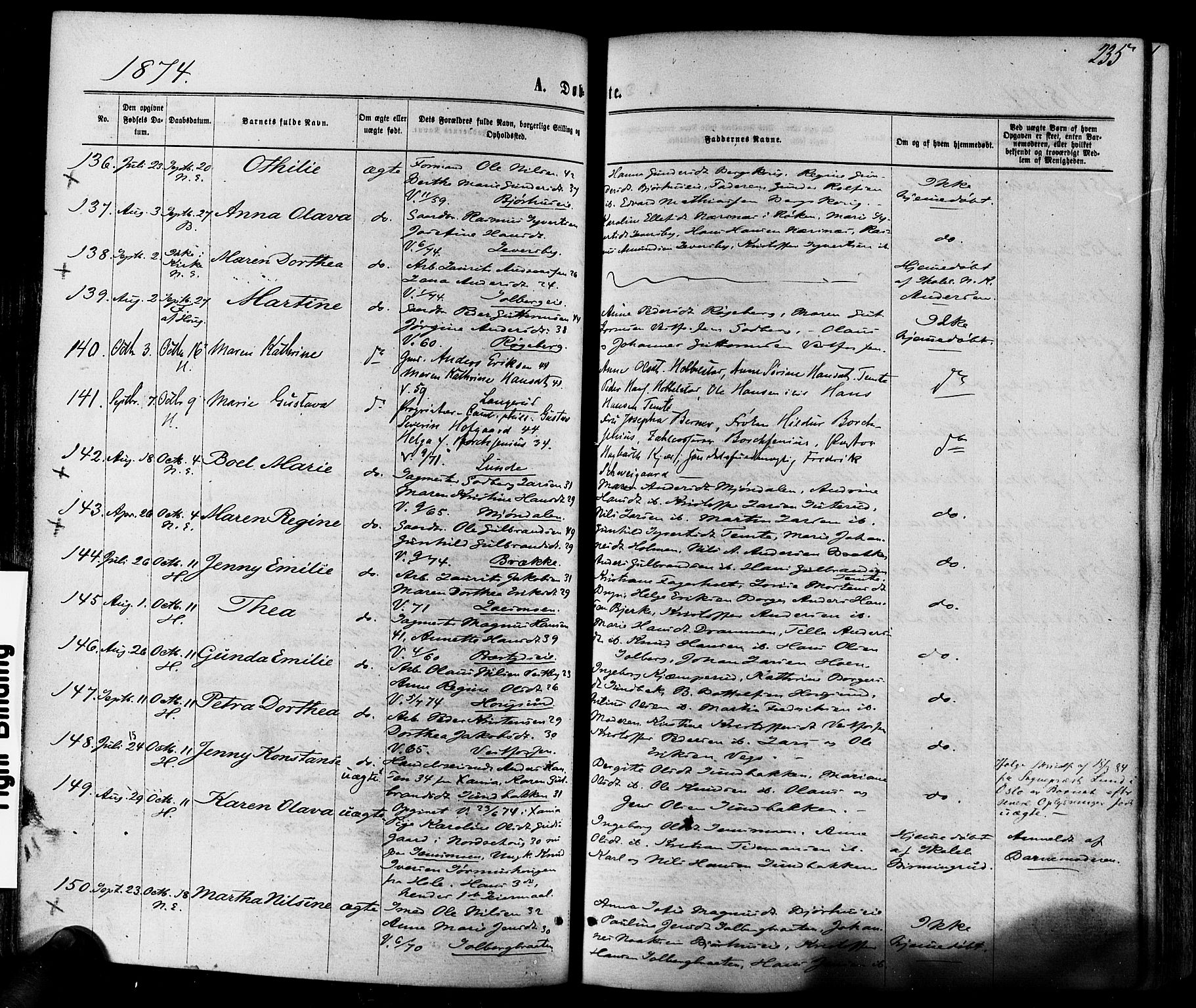 Eiker kirkebøker, AV/SAKO-A-4/F/Fa/L0017: Parish register (official) no. I 17, 1869-1877, p. 235