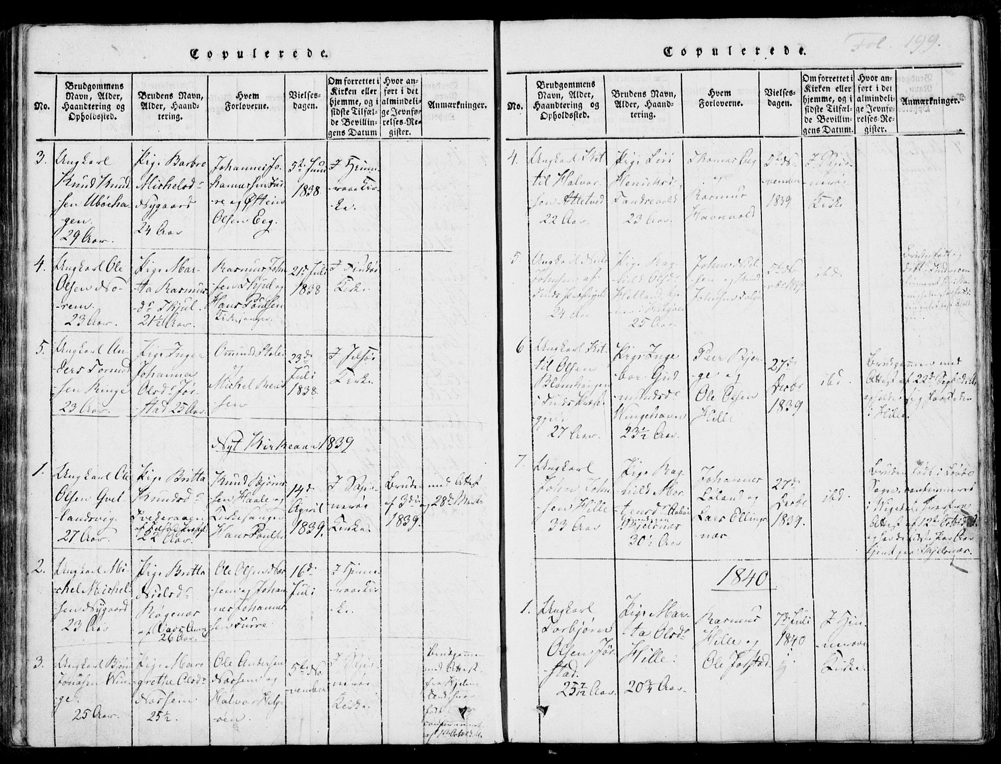 Nedstrand sokneprestkontor, SAST/A-101841/01/IV: Parish register (official) no. A 7, 1816-1870, p. 199