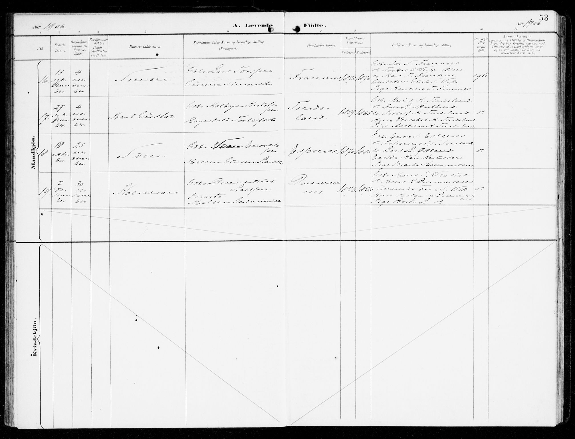 Sveio Sokneprestembete, AV/SAB-A-78501/H/Haa: Parish register (official) no. D 2, 1894-1916, p. 53