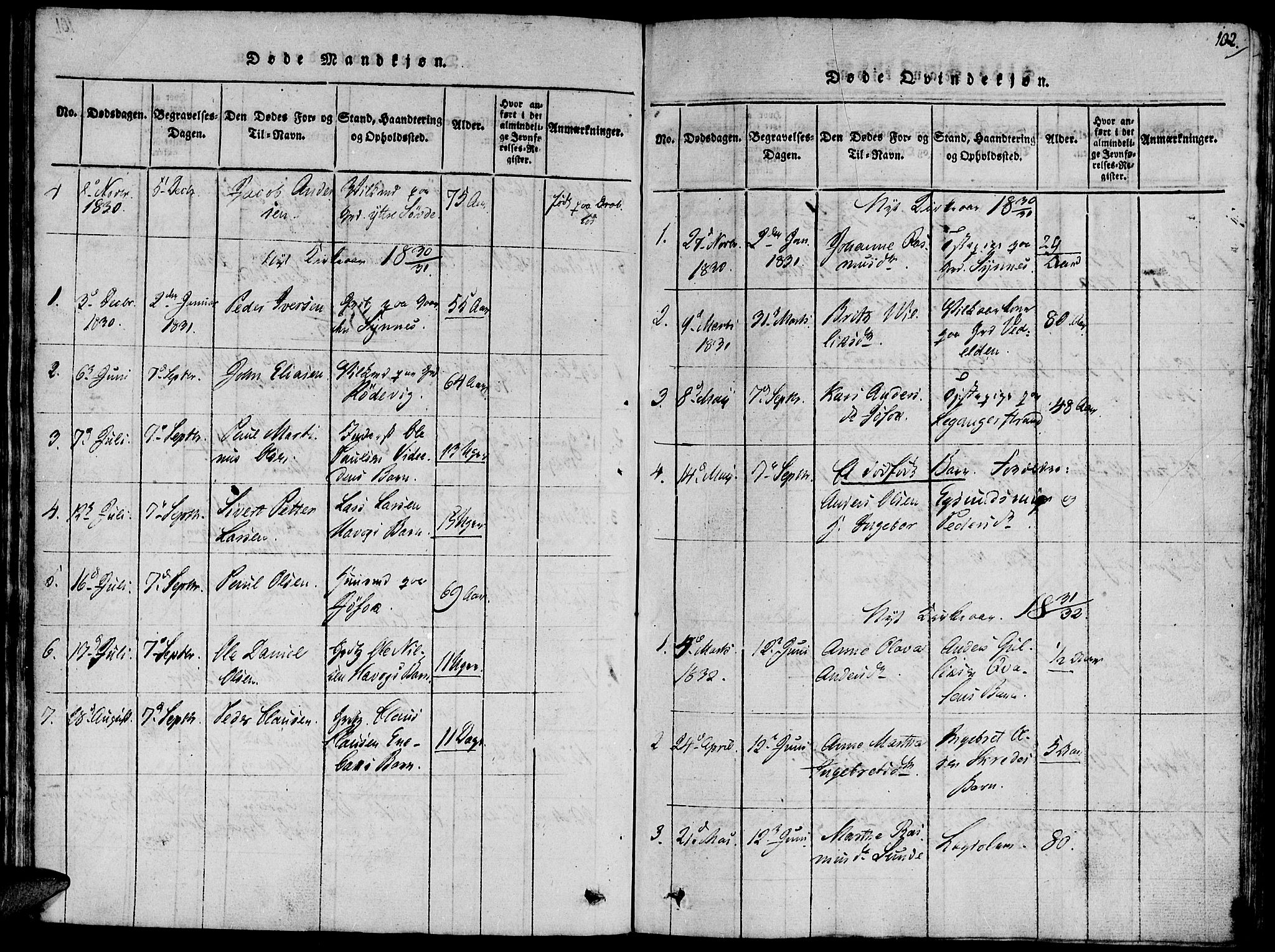 Ministerialprotokoller, klokkerbøker og fødselsregistre - Møre og Romsdal, AV/SAT-A-1454/504/L0054: Parish register (official) no. 504A01, 1816-1861, p. 102