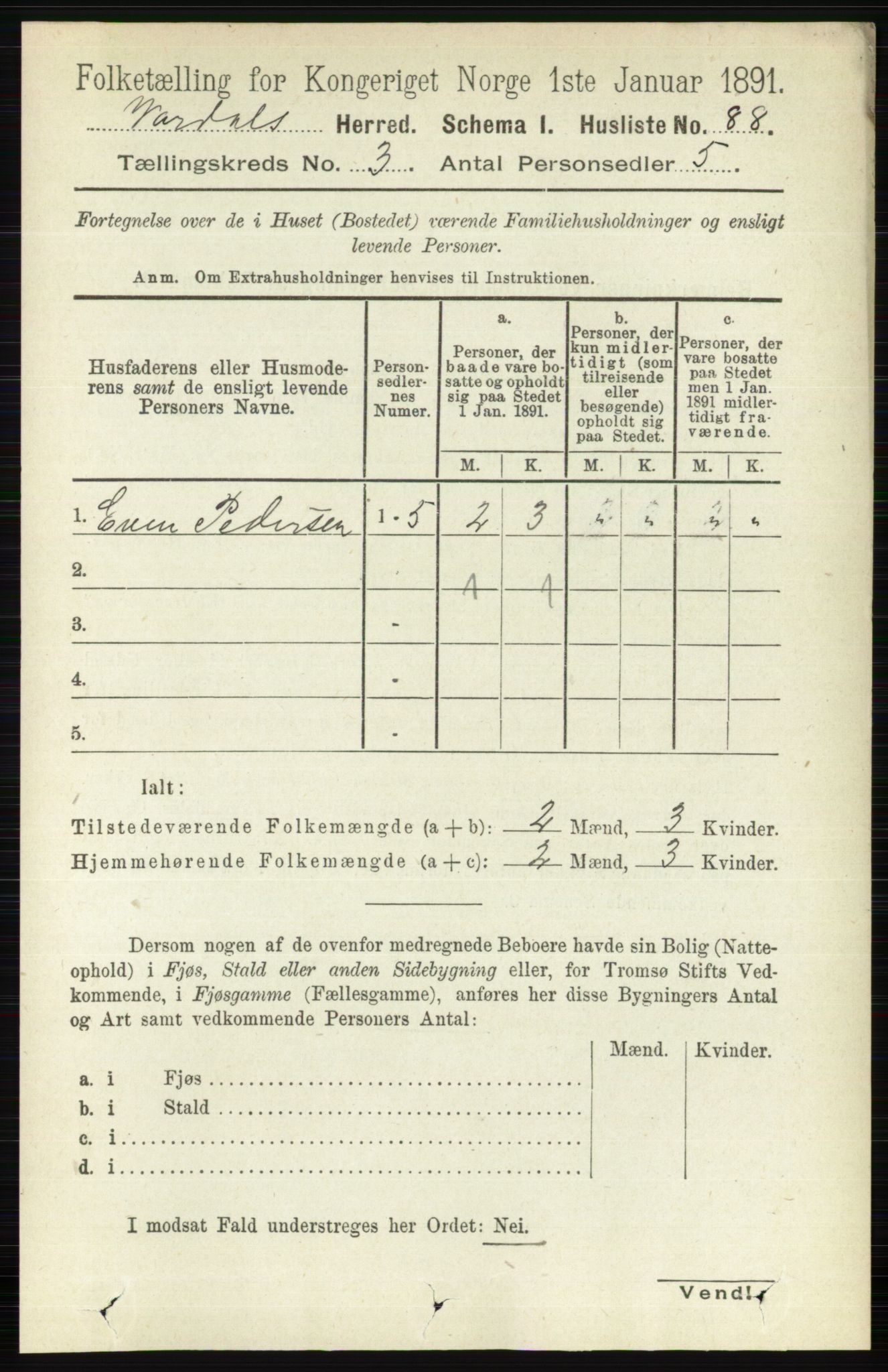 RA, 1891 census for 0527 Vardal, 1891, p. 974