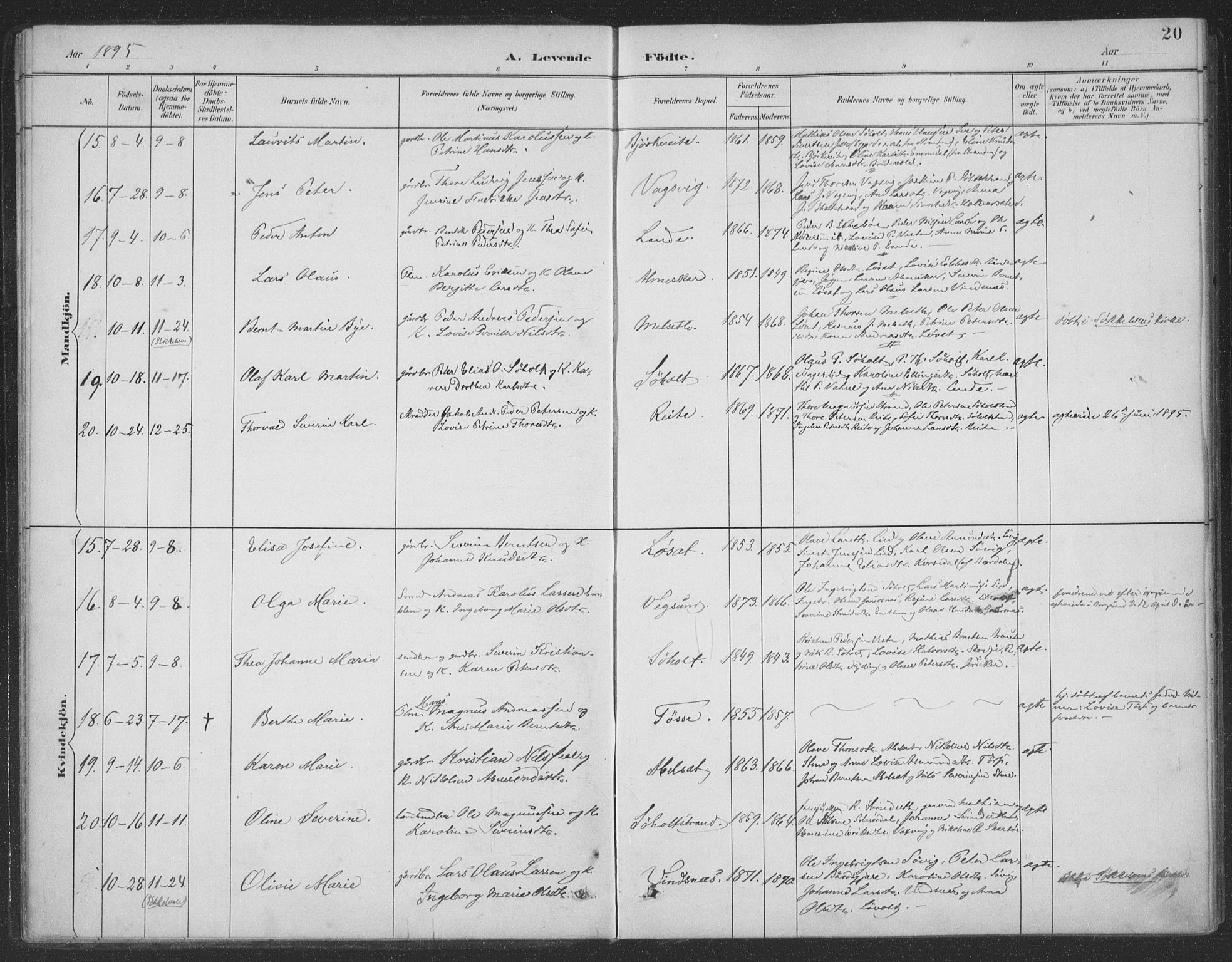 Ministerialprotokoller, klokkerbøker og fødselsregistre - Møre og Romsdal, AV/SAT-A-1454/522/L0316: Parish register (official) no. 522A11, 1890-1911, p. 20