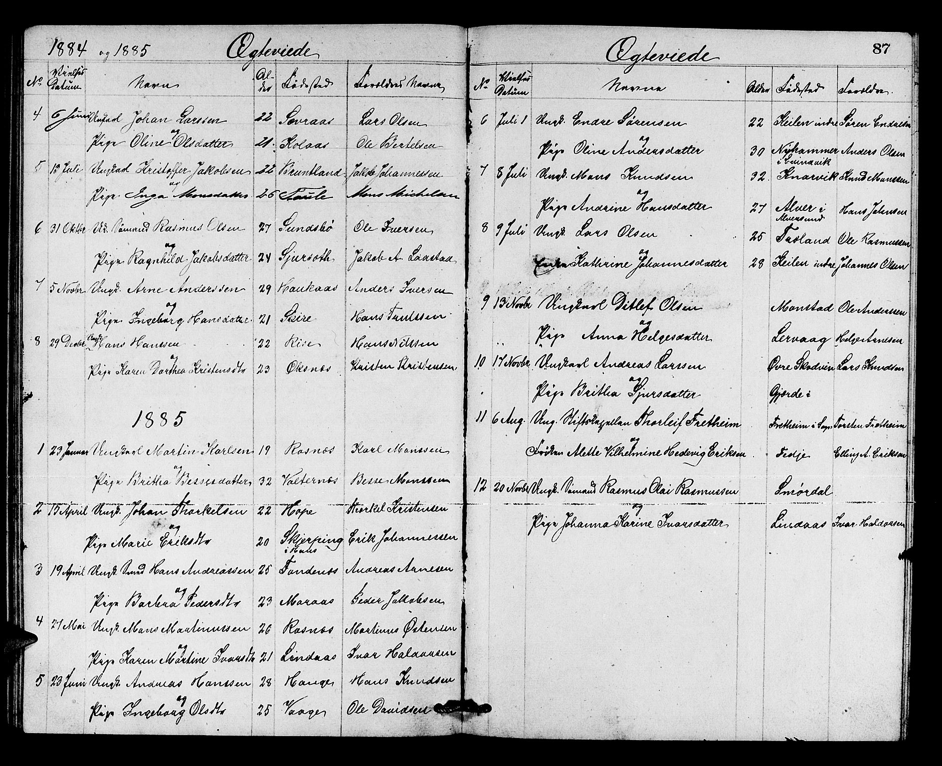 Lindås Sokneprestembete, SAB/A-76701/H/Hab: Parish register (copy) no. B 2, 1867-1885, p. 87