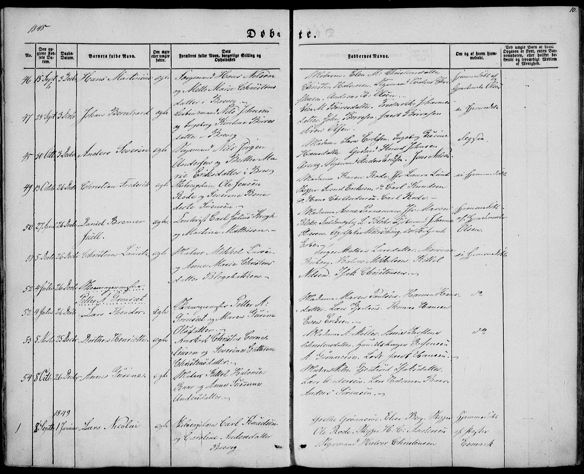 Brevik kirkebøker, SAKO/A-255/F/Fa/L0005: Parish register (official) no. 5, 1847-1865, p. 10
