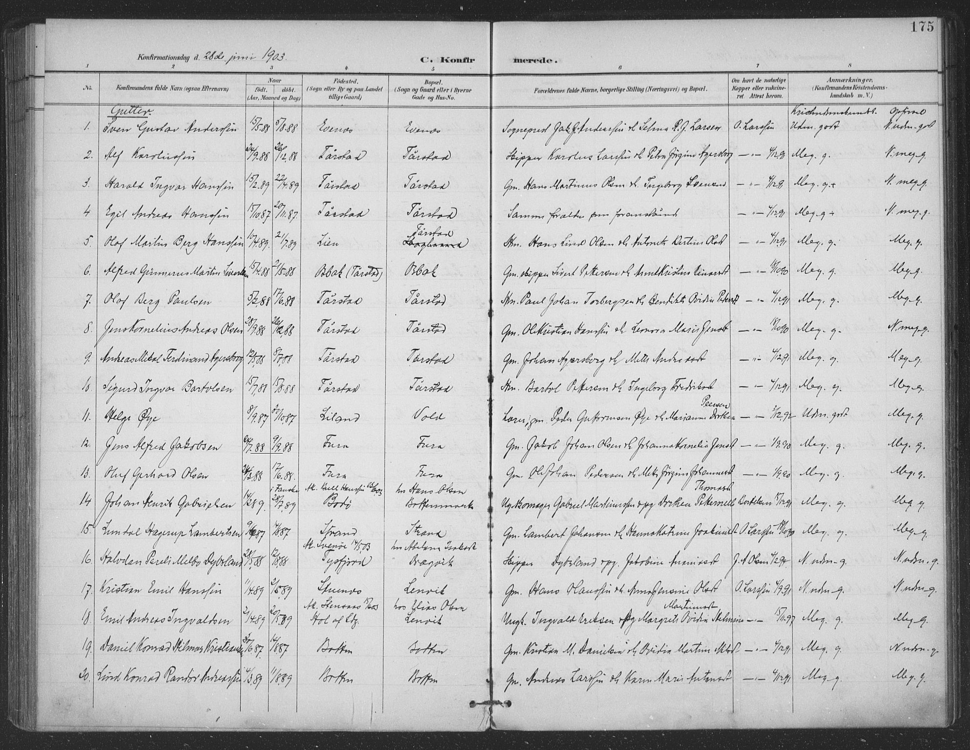 Ministerialprotokoller, klokkerbøker og fødselsregistre - Nordland, SAT/A-1459/863/L0899: Parish register (official) no. 863A11, 1897-1906, p. 175