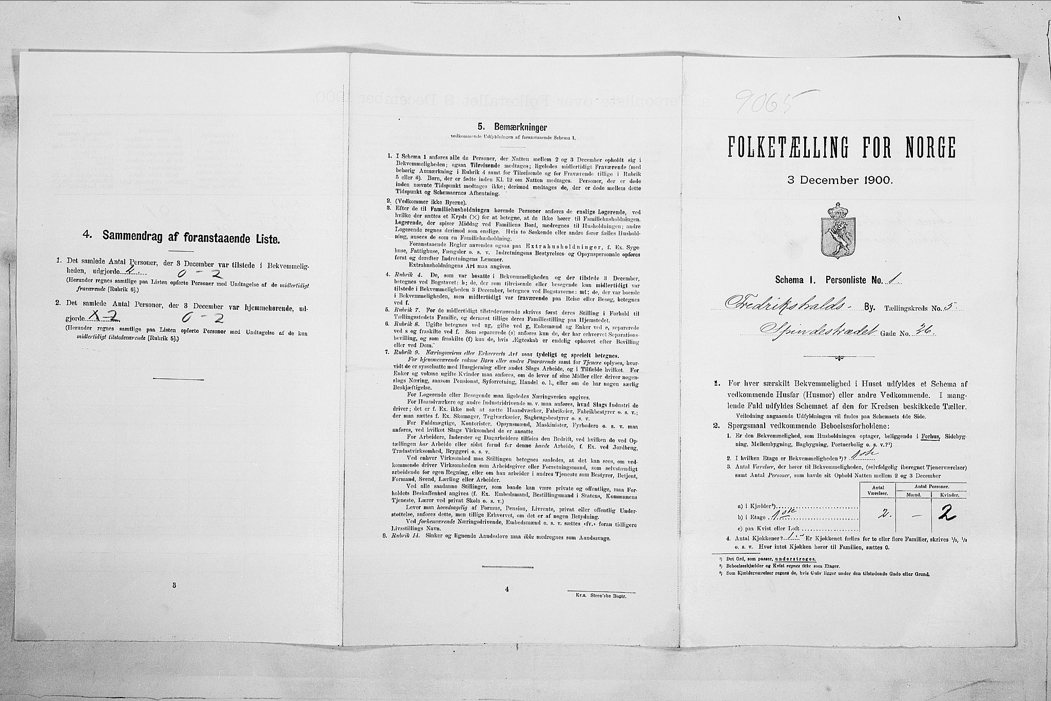 SAO, 1900 census for Fredrikshald, 1900