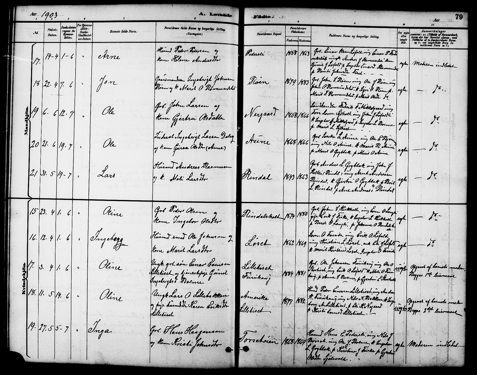 Ministerialprotokoller, klokkerbøker og fødselsregistre - Møre og Romsdal, AV/SAT-A-1454/598/L1078: Parish register (copy) no. 598C03, 1892-1909, p. 79