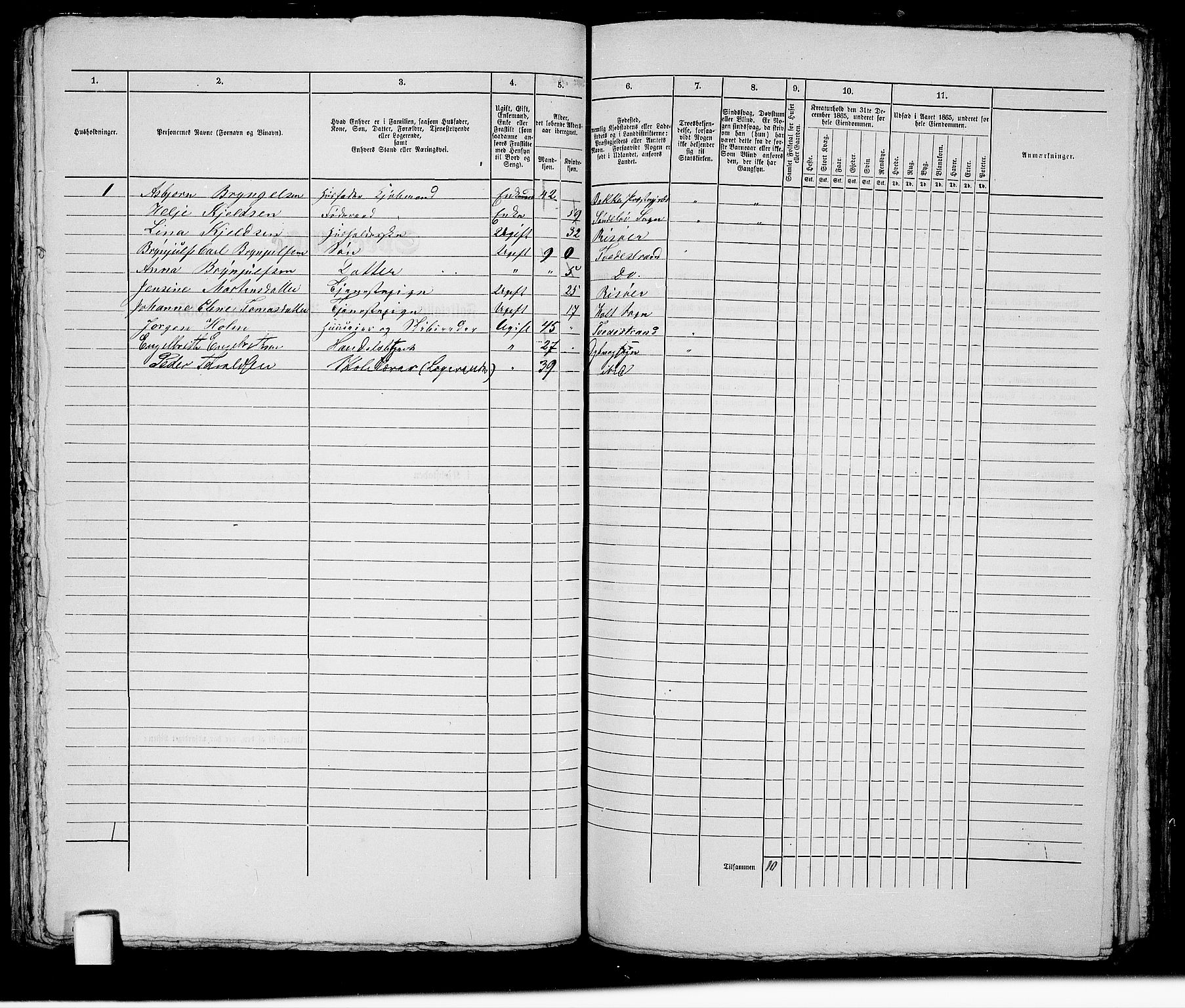 RA, 1865 census for Holt/Tvedestrand, 1865, p. 172