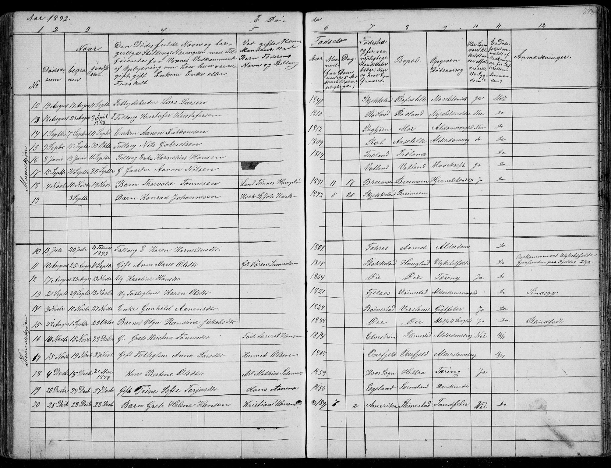 Kvinesdal sokneprestkontor, AV/SAK-1111-0026/F/Fb/Fbb/L0002: Parish register (copy) no. B 2, 1873-1897, p. 242