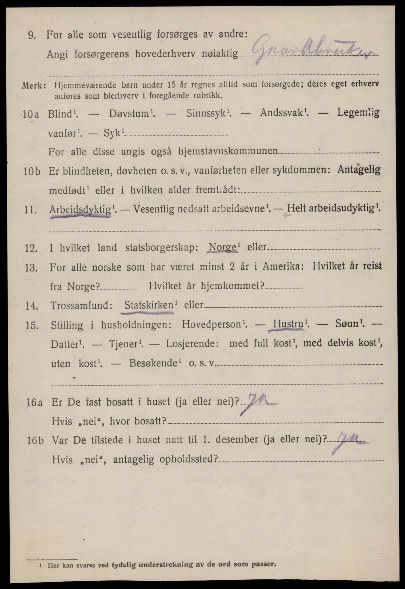 SAT, 1920 census for Borgund, 1920, p. 18095