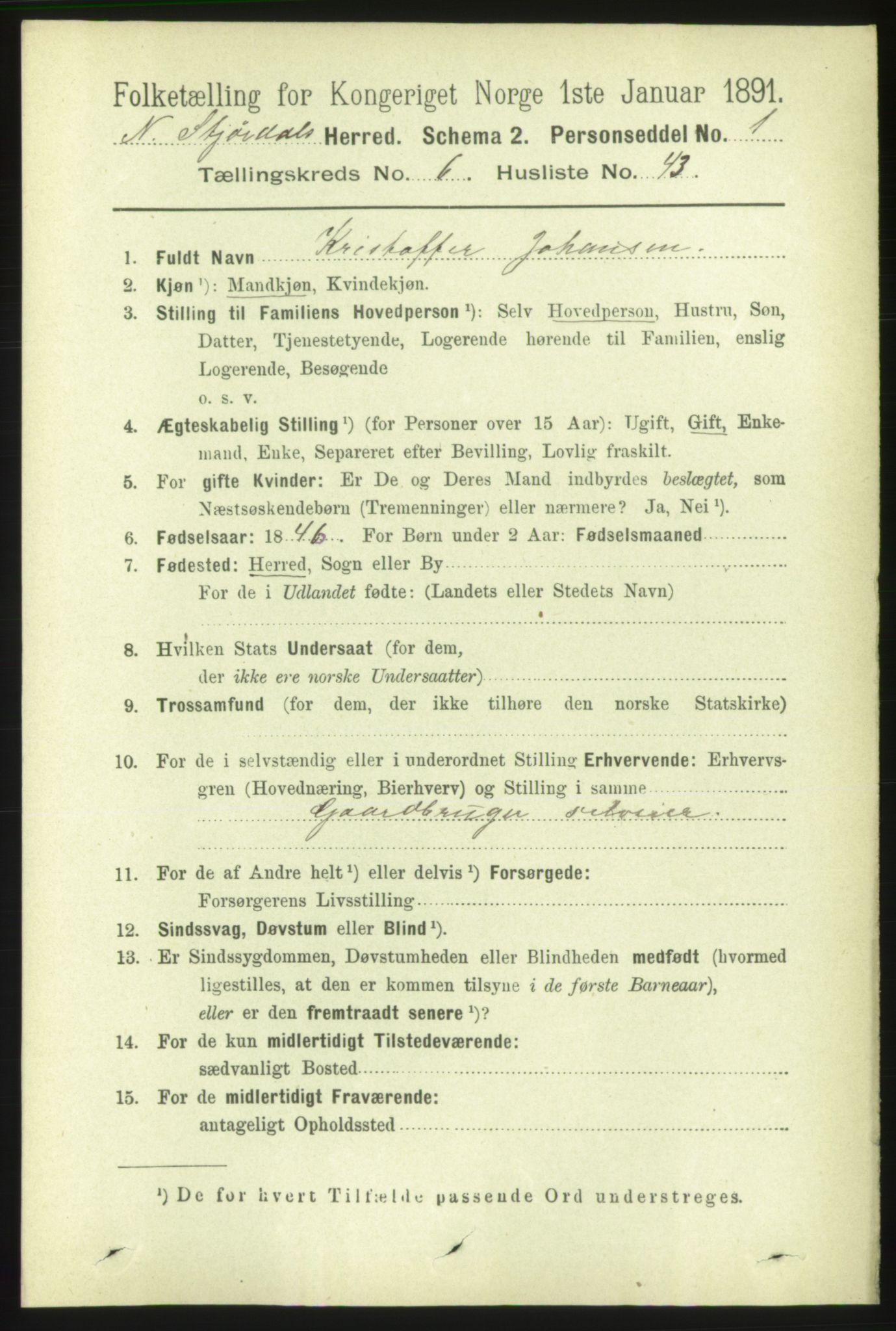 RA, 1891 census for 1714 Nedre Stjørdal, 1891, p. 2814