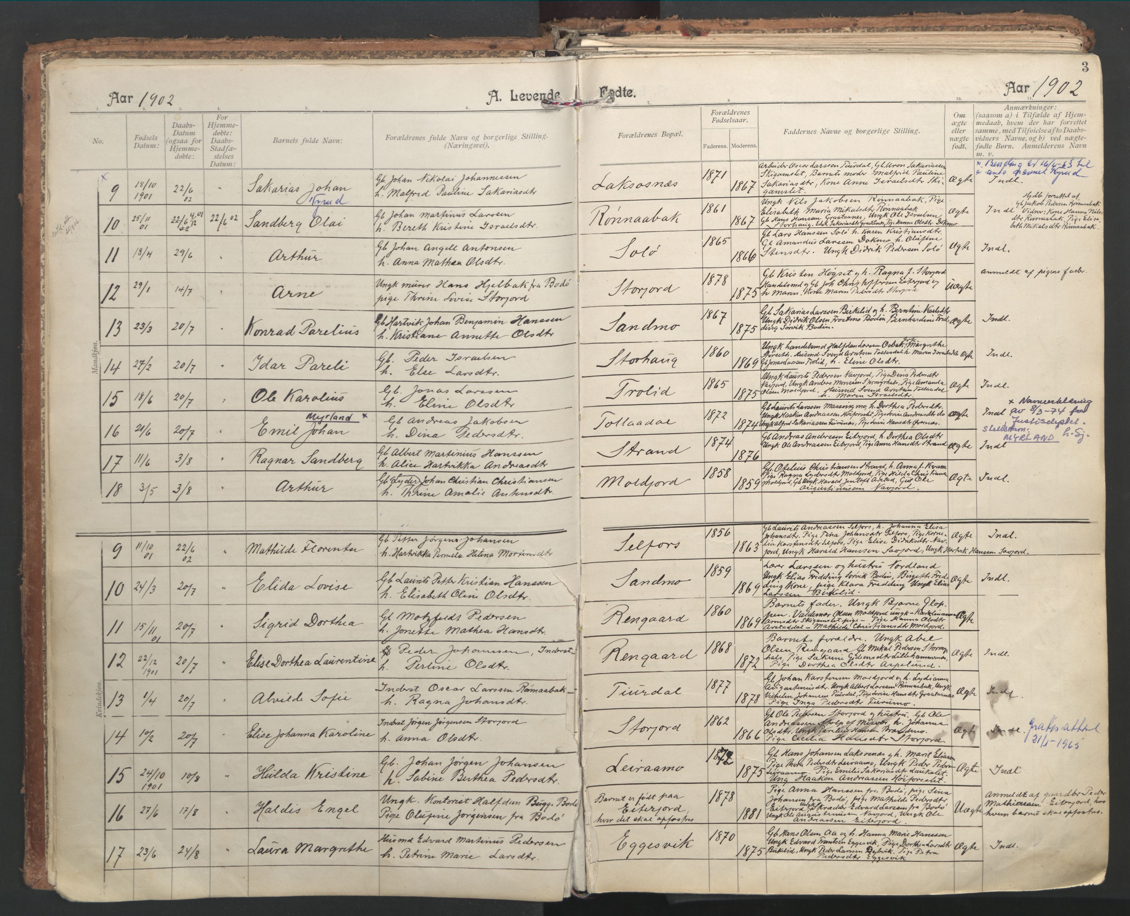 Ministerialprotokoller, klokkerbøker og fødselsregistre - Nordland, SAT/A-1459/846/L0647: Parish register (official) no. 846A05, 1902-1915, p. 3