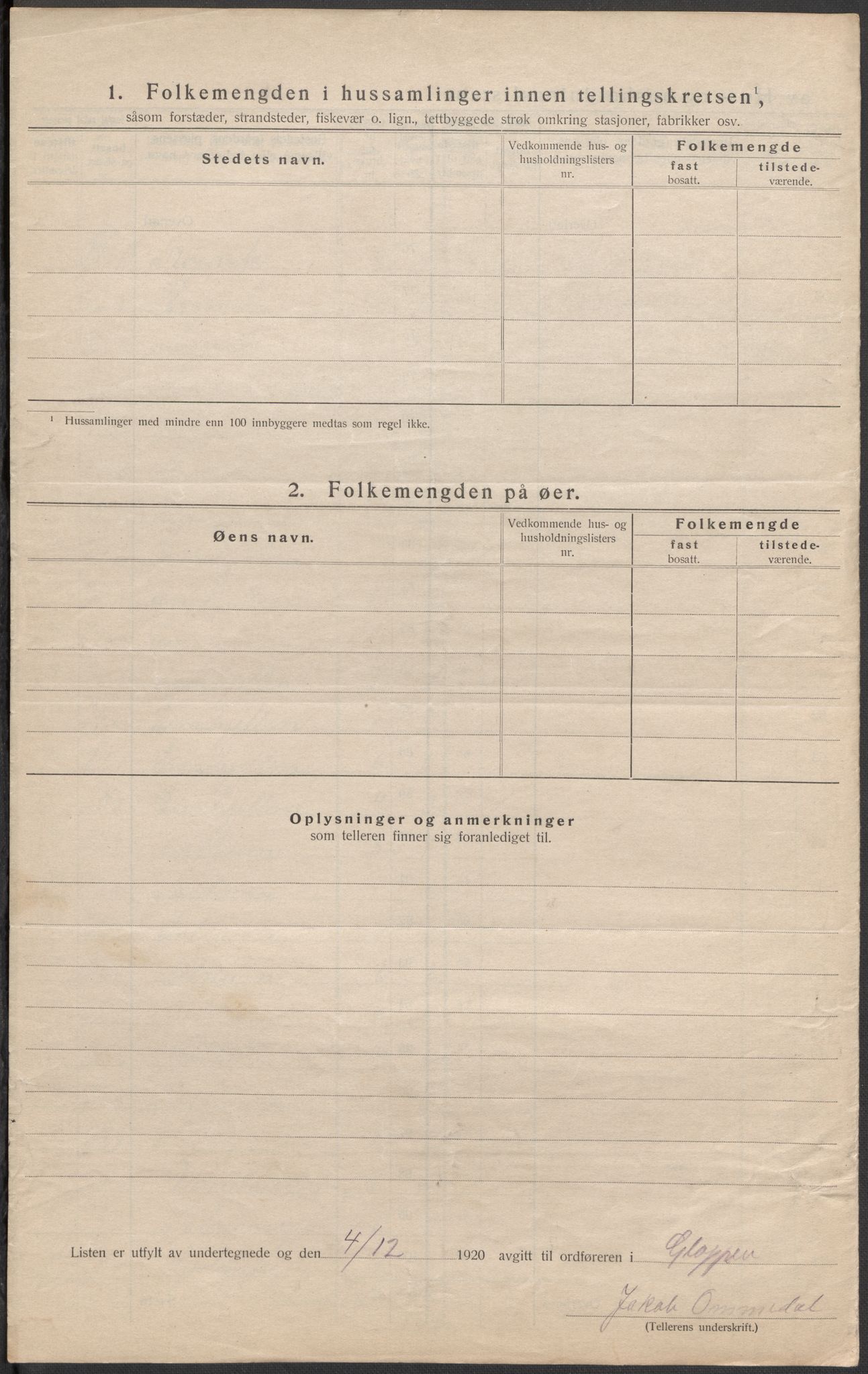 SAB, 1920 census for Gloppen, 1920, p. 23