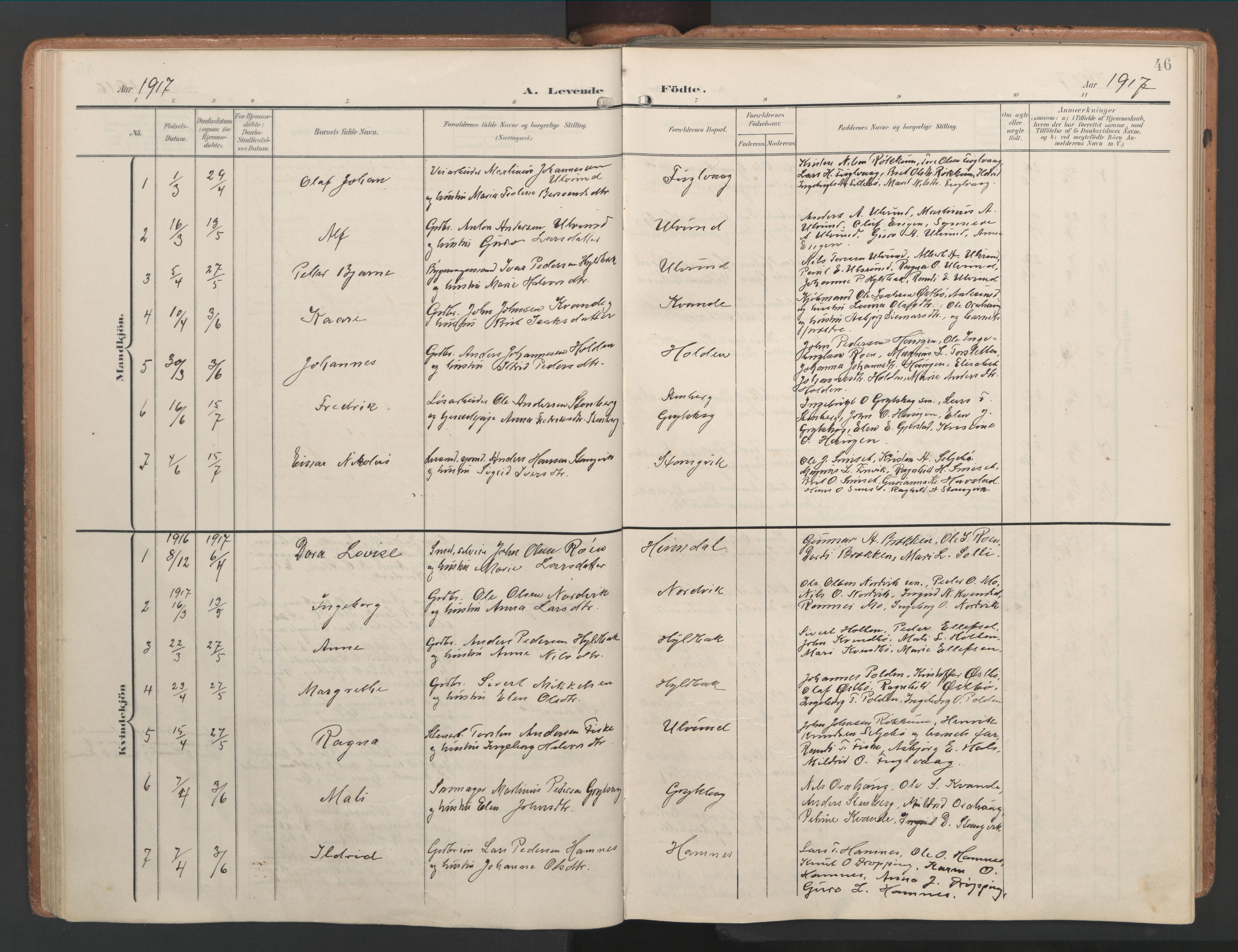 Ministerialprotokoller, klokkerbøker og fødselsregistre - Møre og Romsdal, AV/SAT-A-1454/592/L1030: Parish register (official) no. 592A08, 1901-1925, p. 46