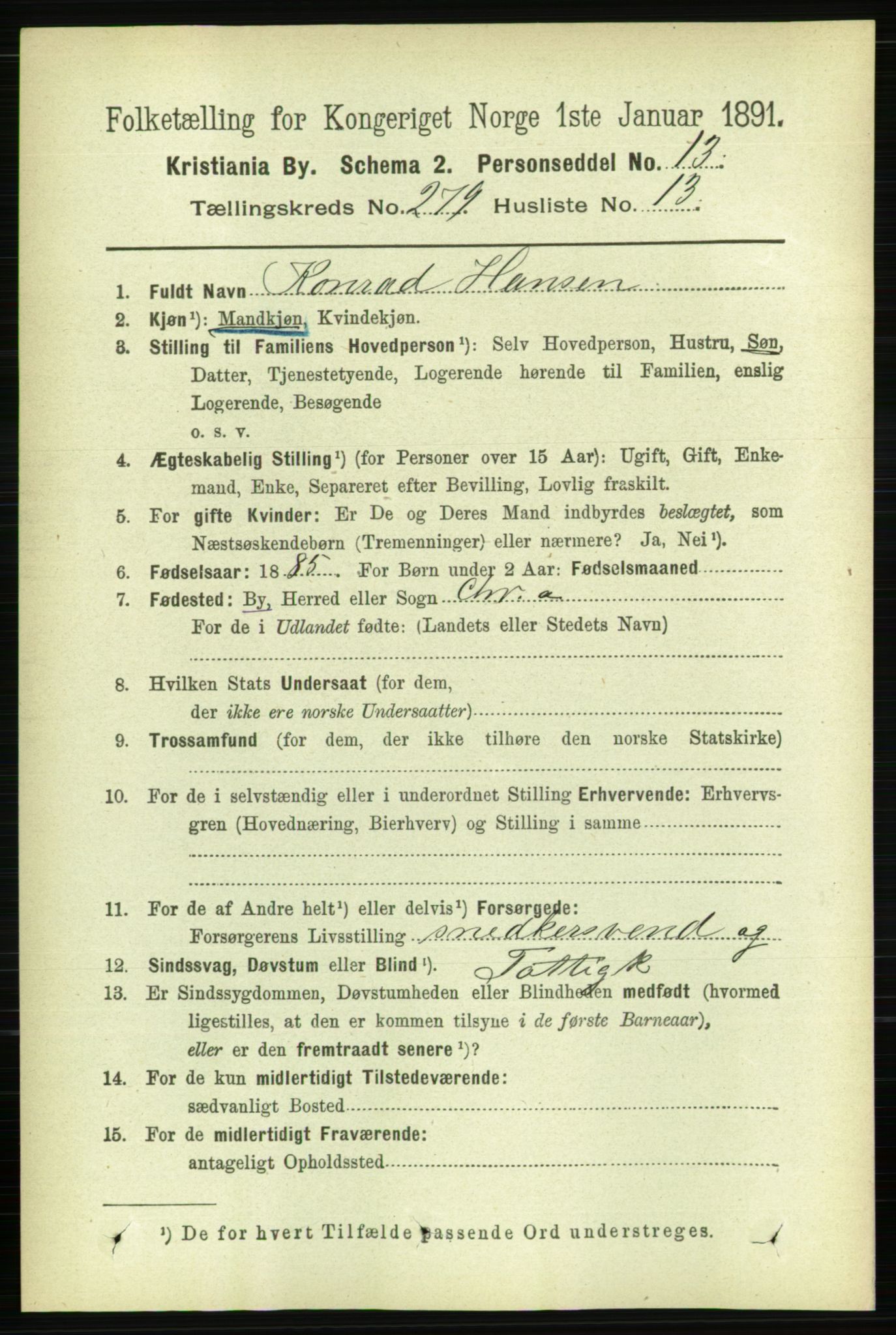 RA, 1891 census for 0301 Kristiania, 1891, p. 169630