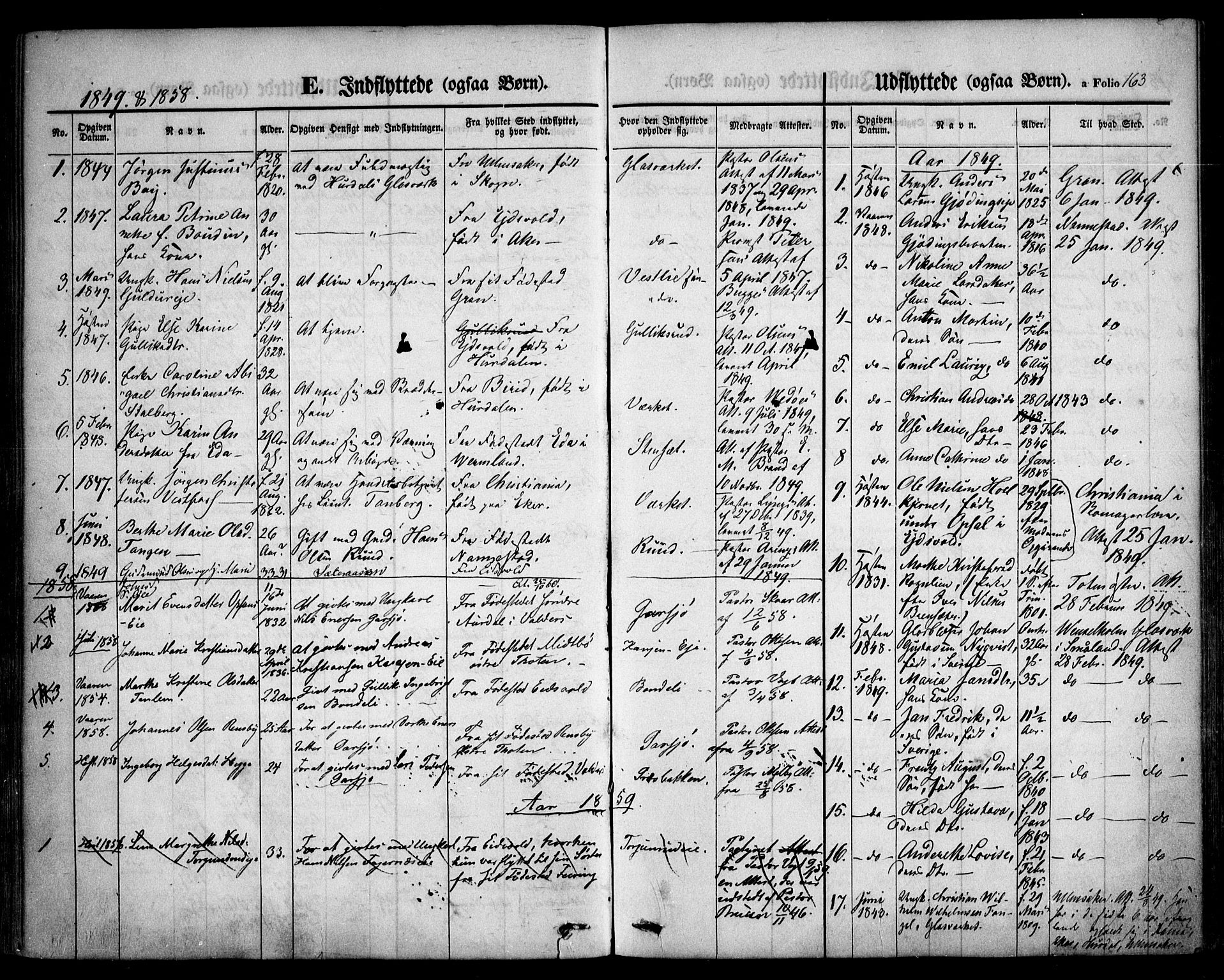 Hurdal prestekontor Kirkebøker, AV/SAO-A-10889/F/Fa/L0005: Parish register (official) no. I 5, 1846-1859, p. 163