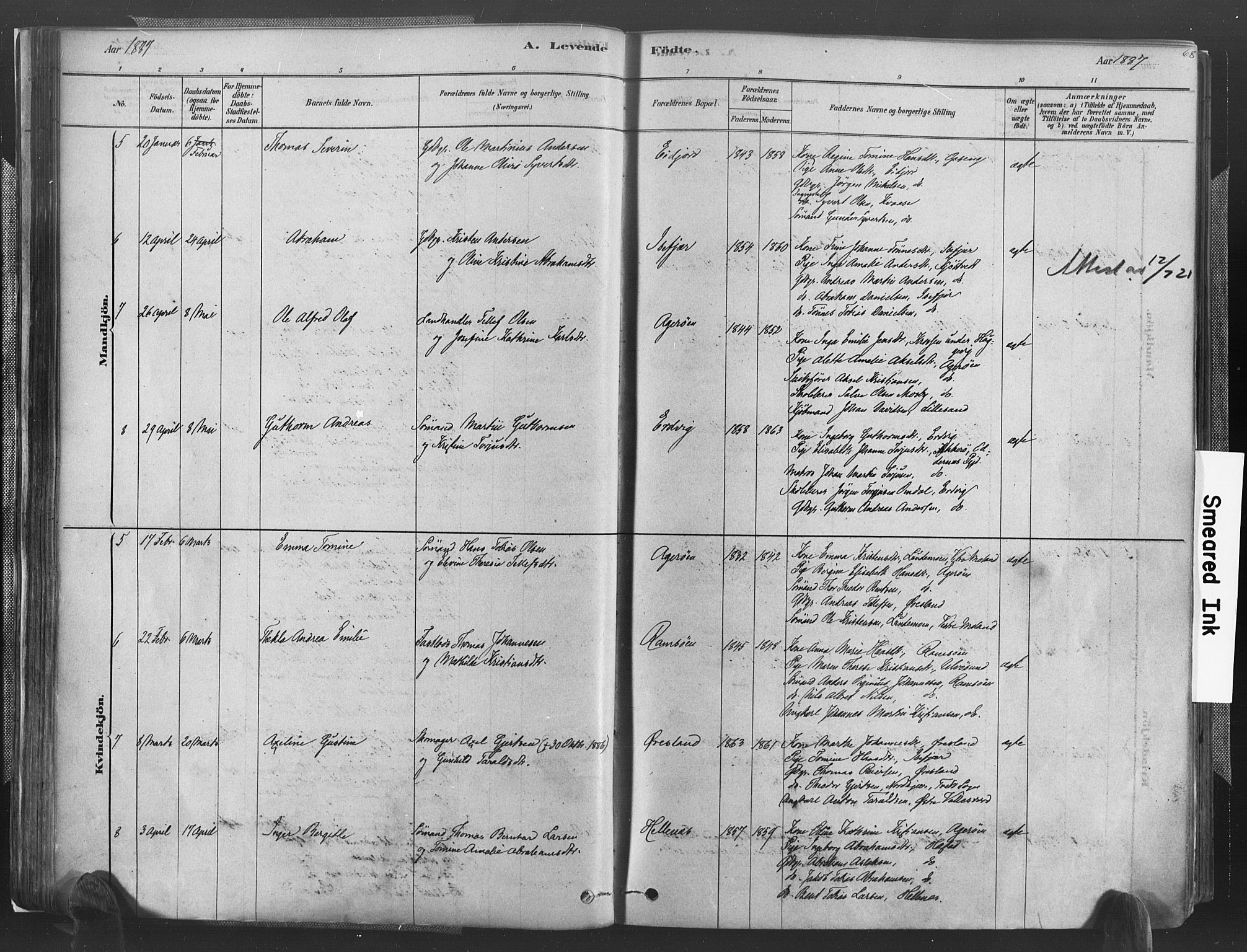 Høvåg sokneprestkontor, SAK/1111-0025/F/Fa/L0005: Parish register (official) no. A 5, 1878-1893, p. 68