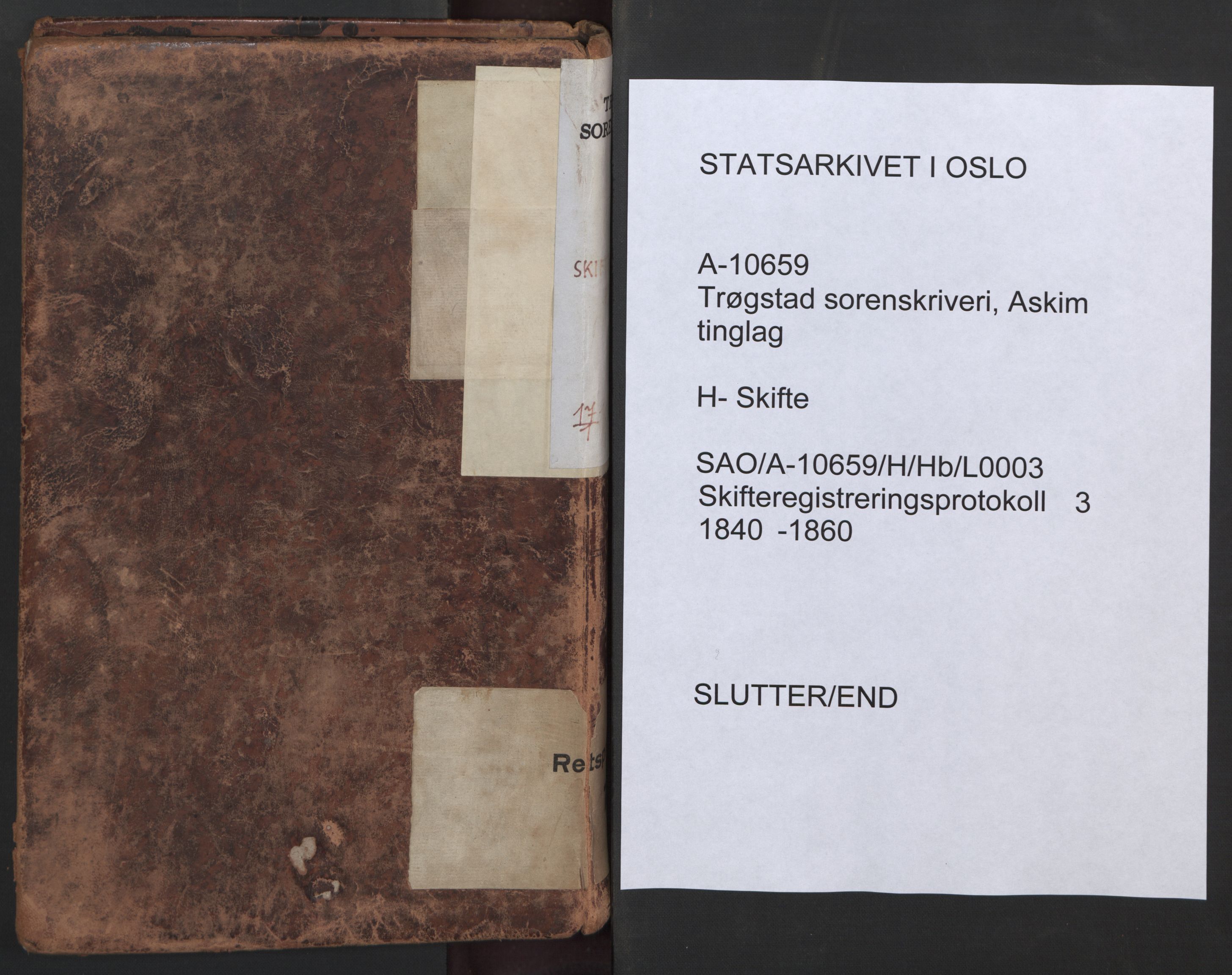 Trøgstad sorenskriveri, SAO/A-10659/H/Hb/L0003: Skifteregistreringsprotokoller, 1840-1860