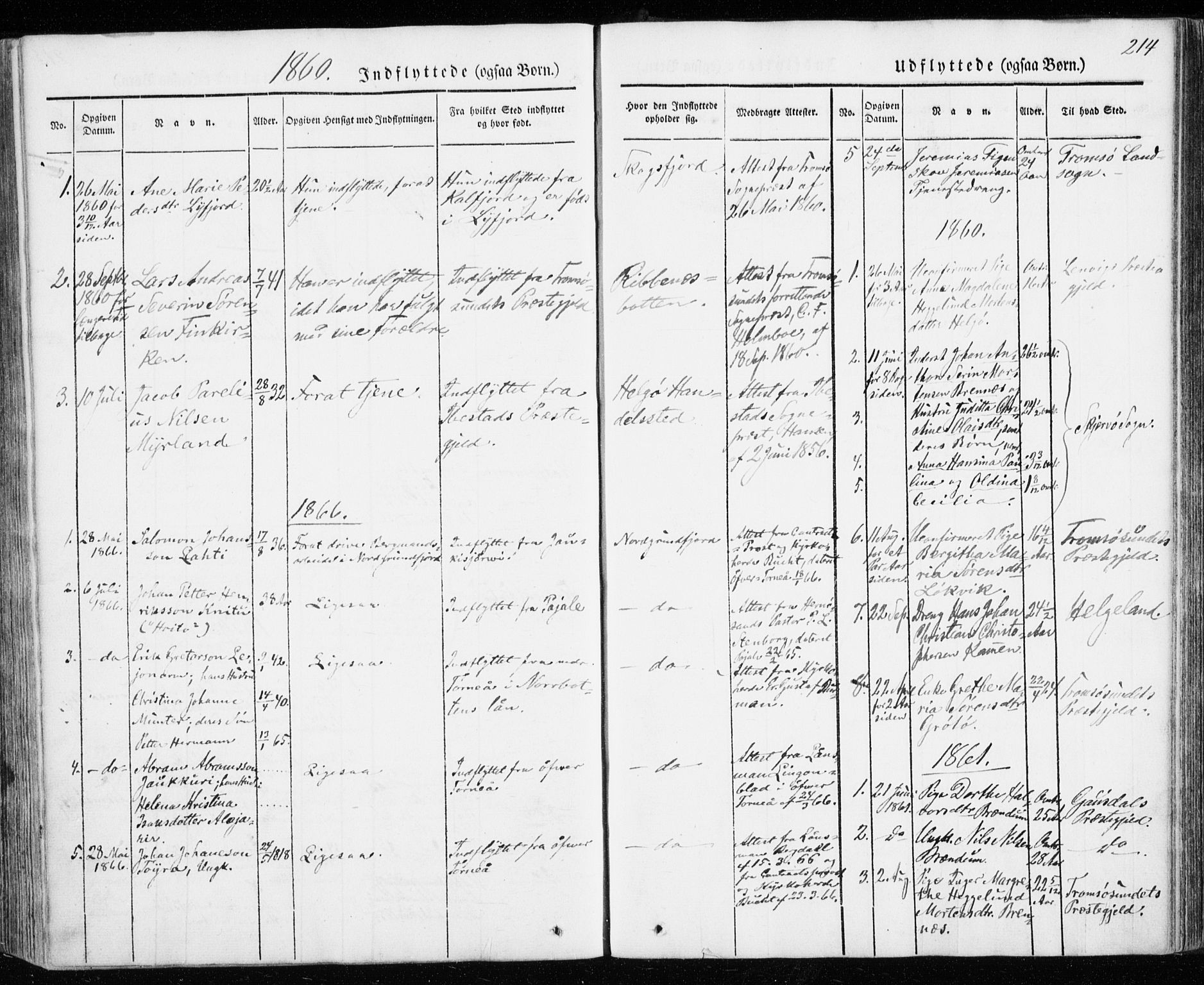 Karlsøy sokneprestembete, SATØ/S-1299/H/Ha/Haa/L0009kirke: Parish register (official) no. 9, 1838-1867, p. 214