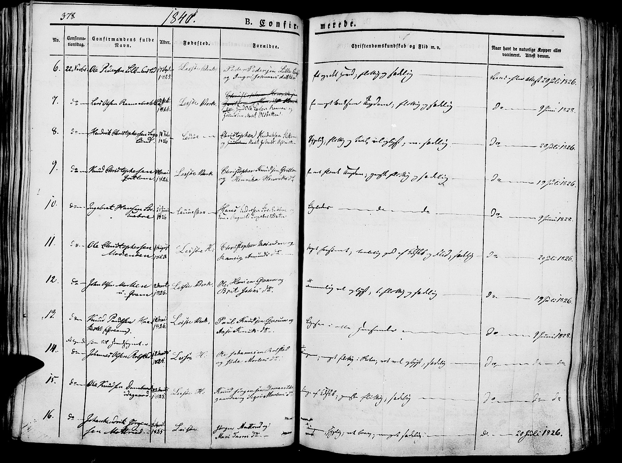 Lesja prestekontor, AV/SAH-PREST-068/H/Ha/Haa/L0005: Parish register (official) no. 5, 1830-1842, p. 378