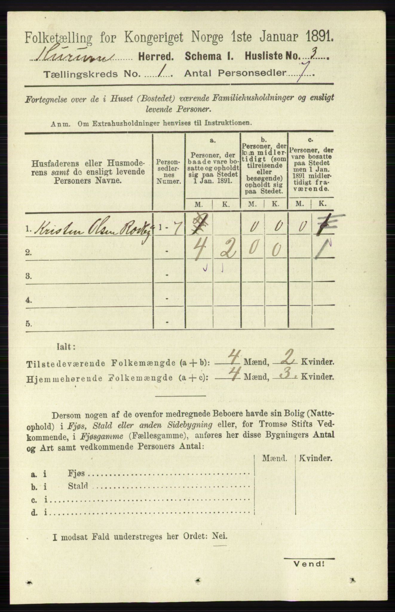 RA, 1891 census for 0628 Hurum, 1891, p. 27