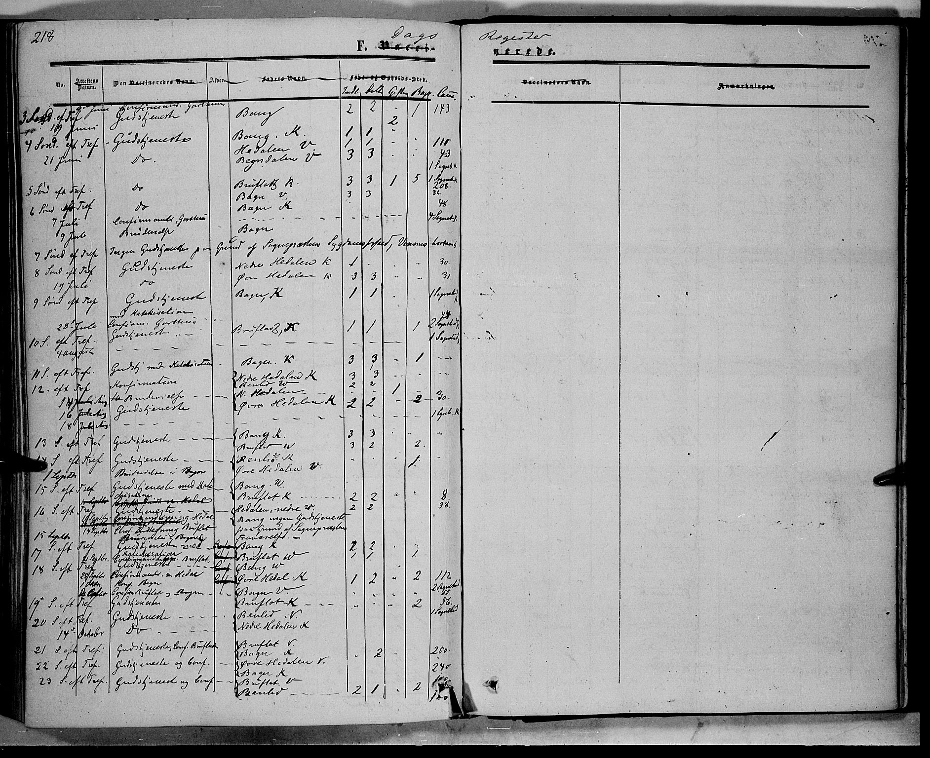 Sør-Aurdal prestekontor, SAH/PREST-128/H/Ha/Haa/L0007: Parish register (official) no. 7, 1849-1876, p. 218