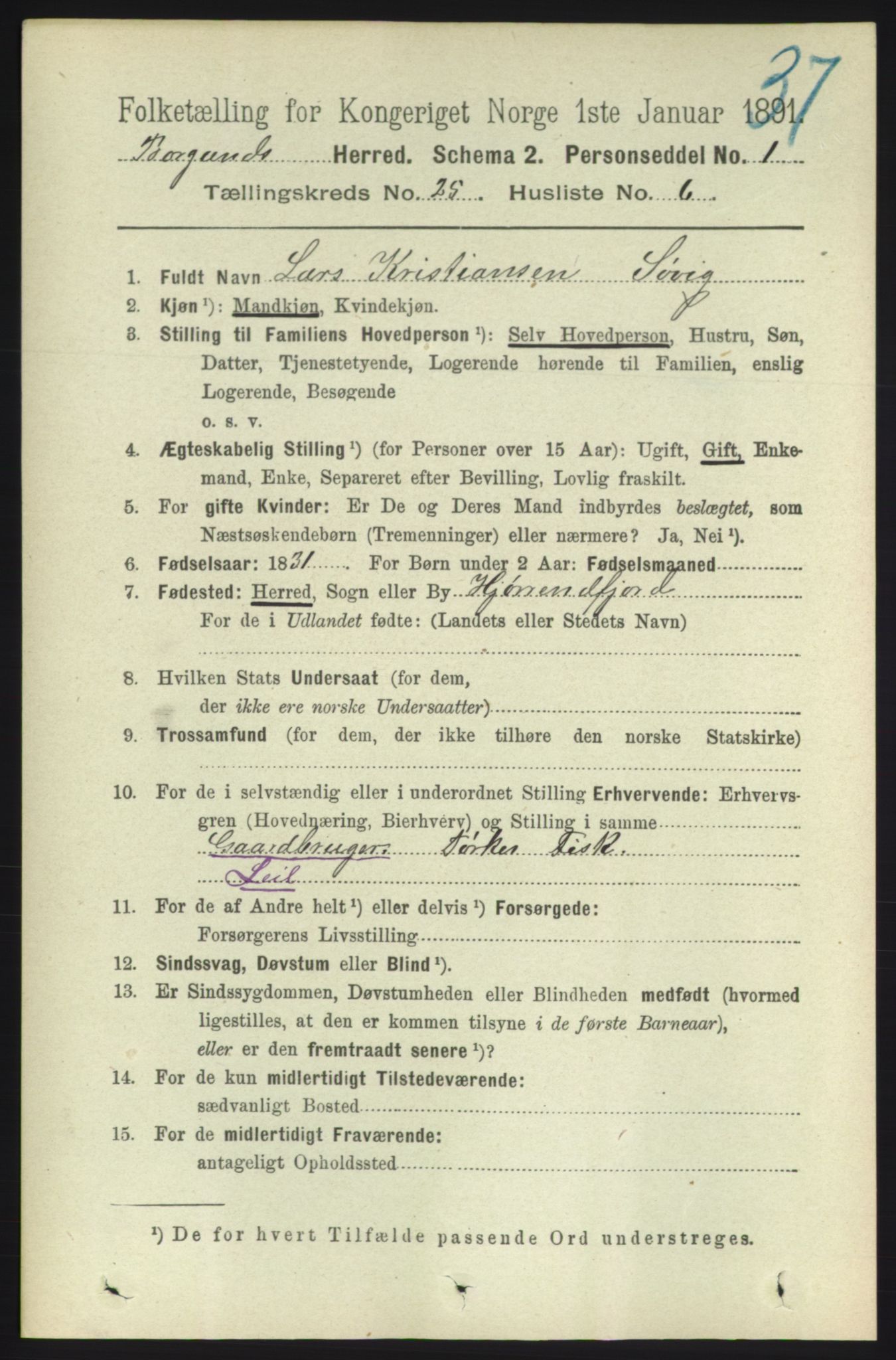 RA, 1891 census for 1531 Borgund, 1891, p. 7292