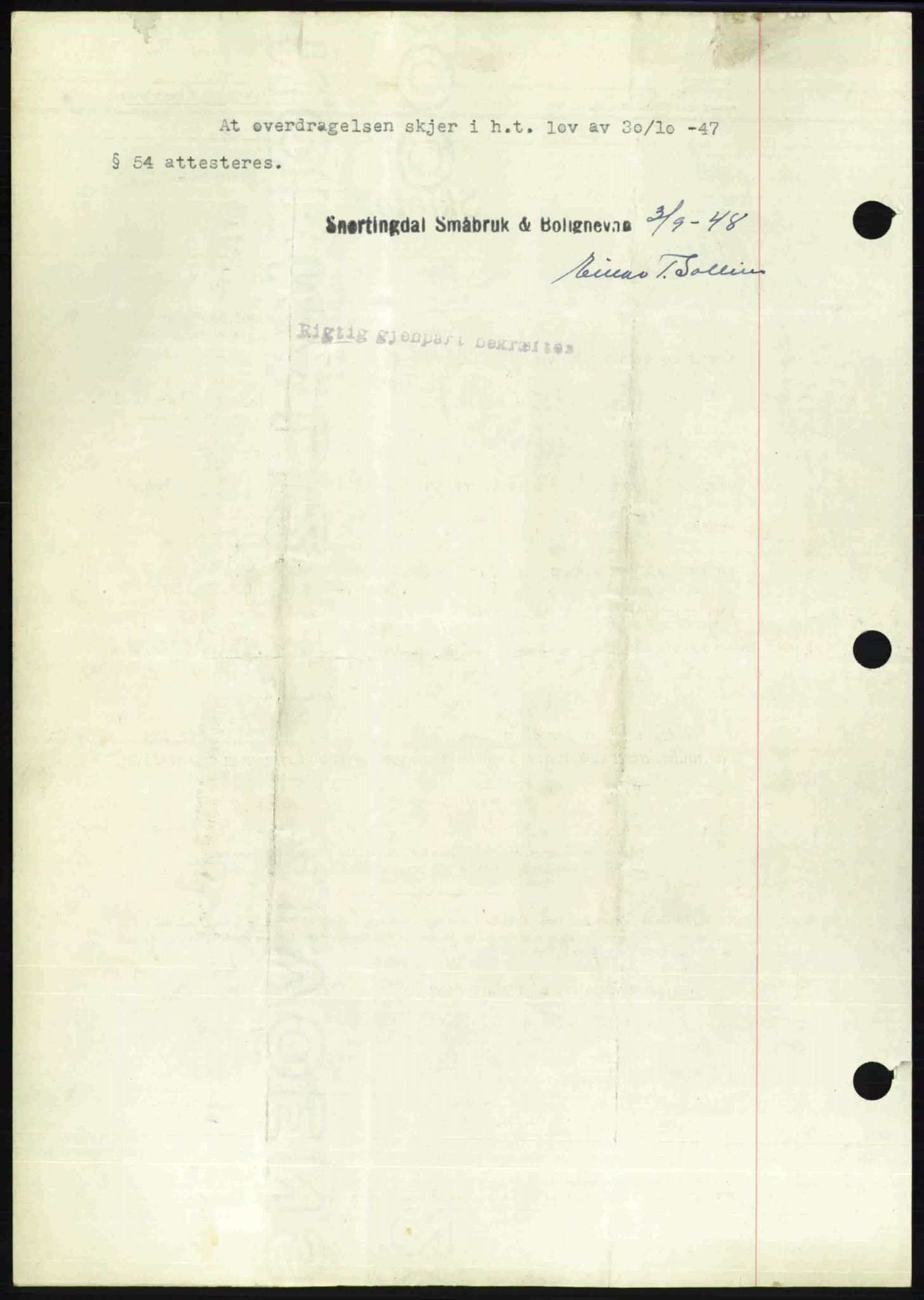 Toten tingrett, SAH/TING-006/H/Hb/Hbc/L0020: Mortgage book no. Hbc-20, 1948-1948, Diary no: : 2860/1948