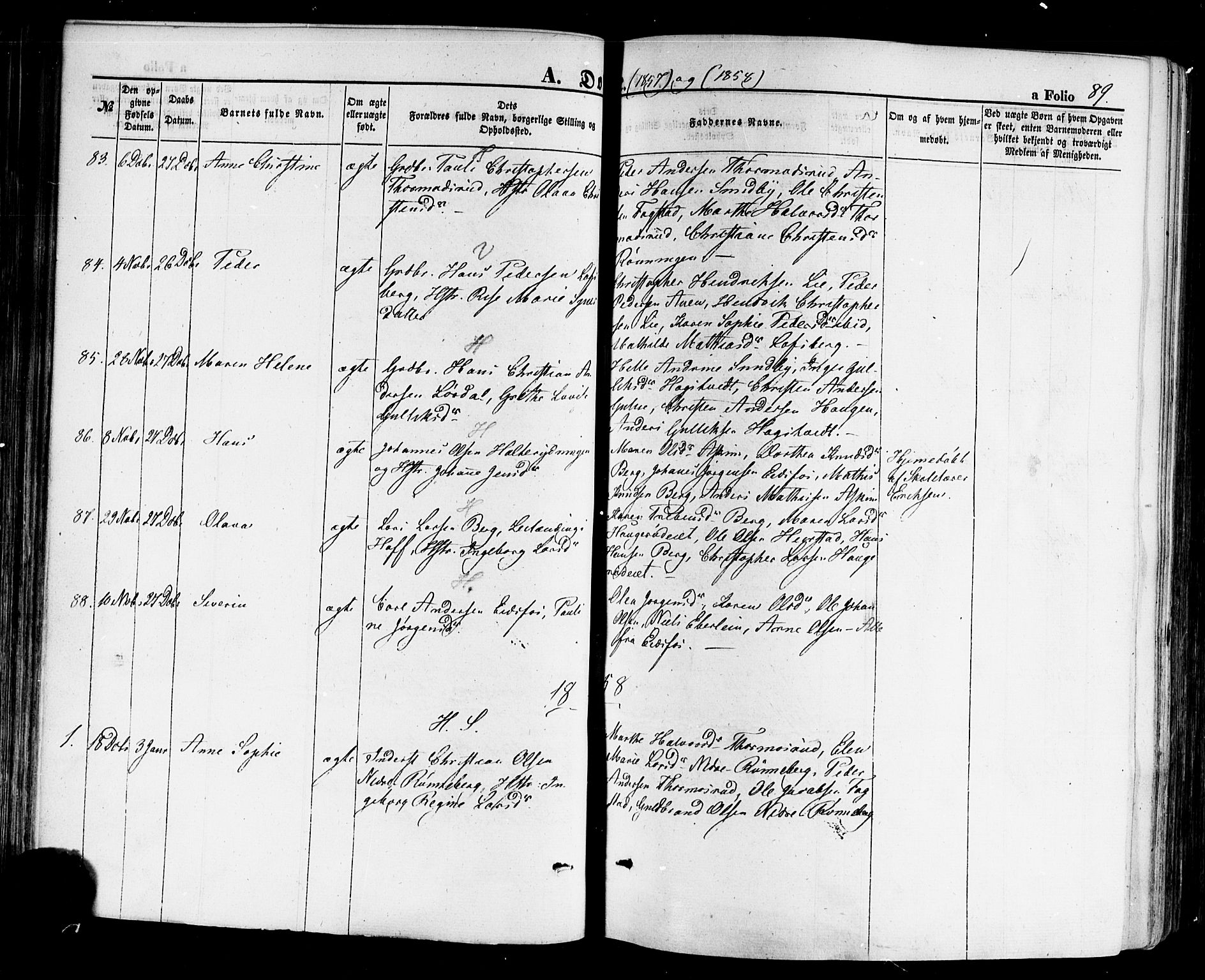 Hof kirkebøker, AV/SAKO-A-64/F/Fa/L0006: Parish register (official) no. I 6, 1851-1877, p. 89