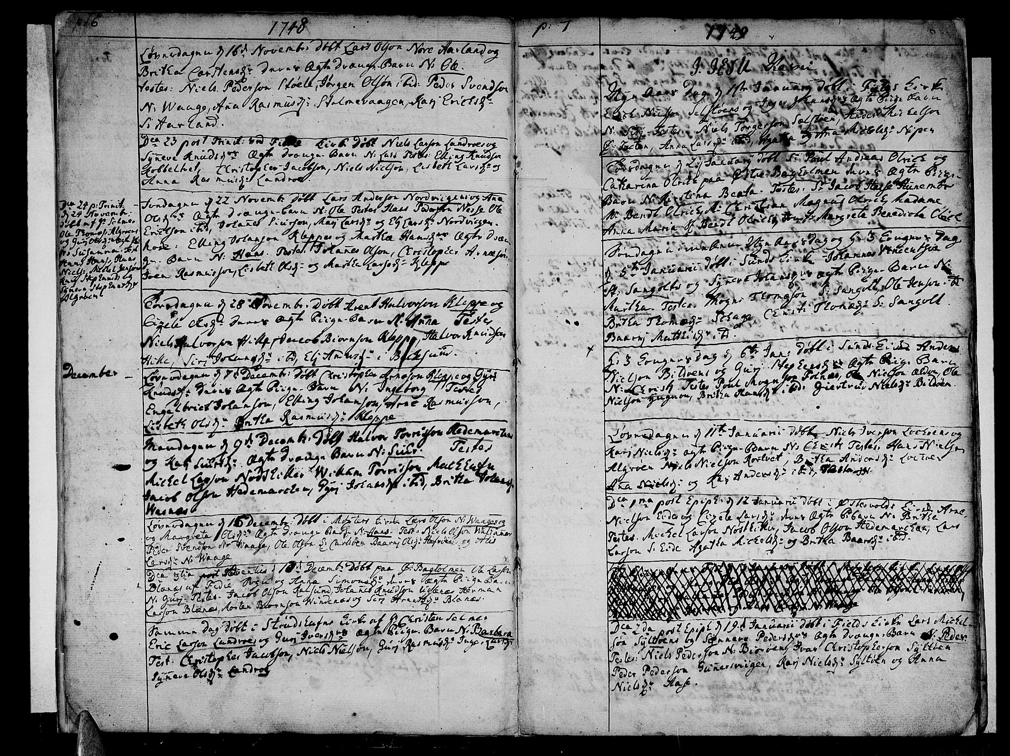 Sund sokneprestembete, AV/SAB-A-99930: Parish register (official) no. A 4, 1748-1769, p. 6-7