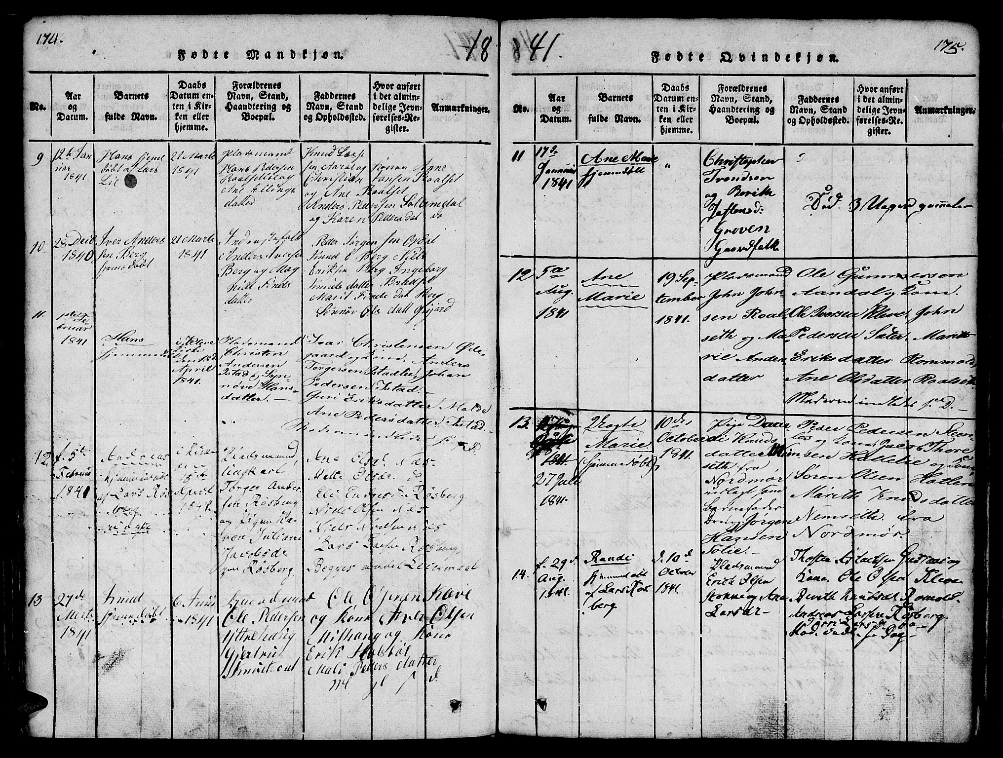 Ministerialprotokoller, klokkerbøker og fødselsregistre - Møre og Romsdal, AV/SAT-A-1454/557/L0679: Parish register (official) no. 557A01, 1818-1843, p. 174-175