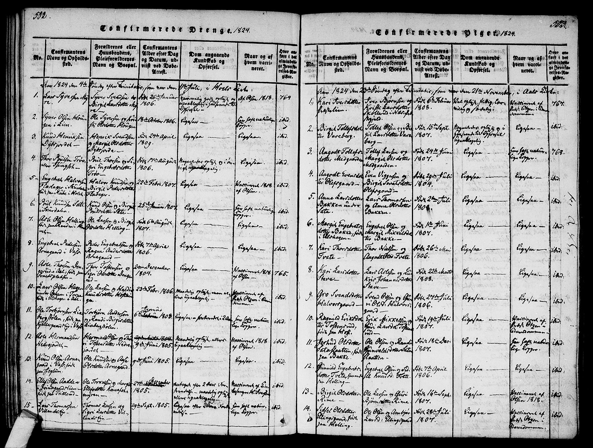 Ål kirkebøker, SAKO/A-249/F/Fa/L0004: Parish register (official) no. I 4, 1815-1825, p. 552-553