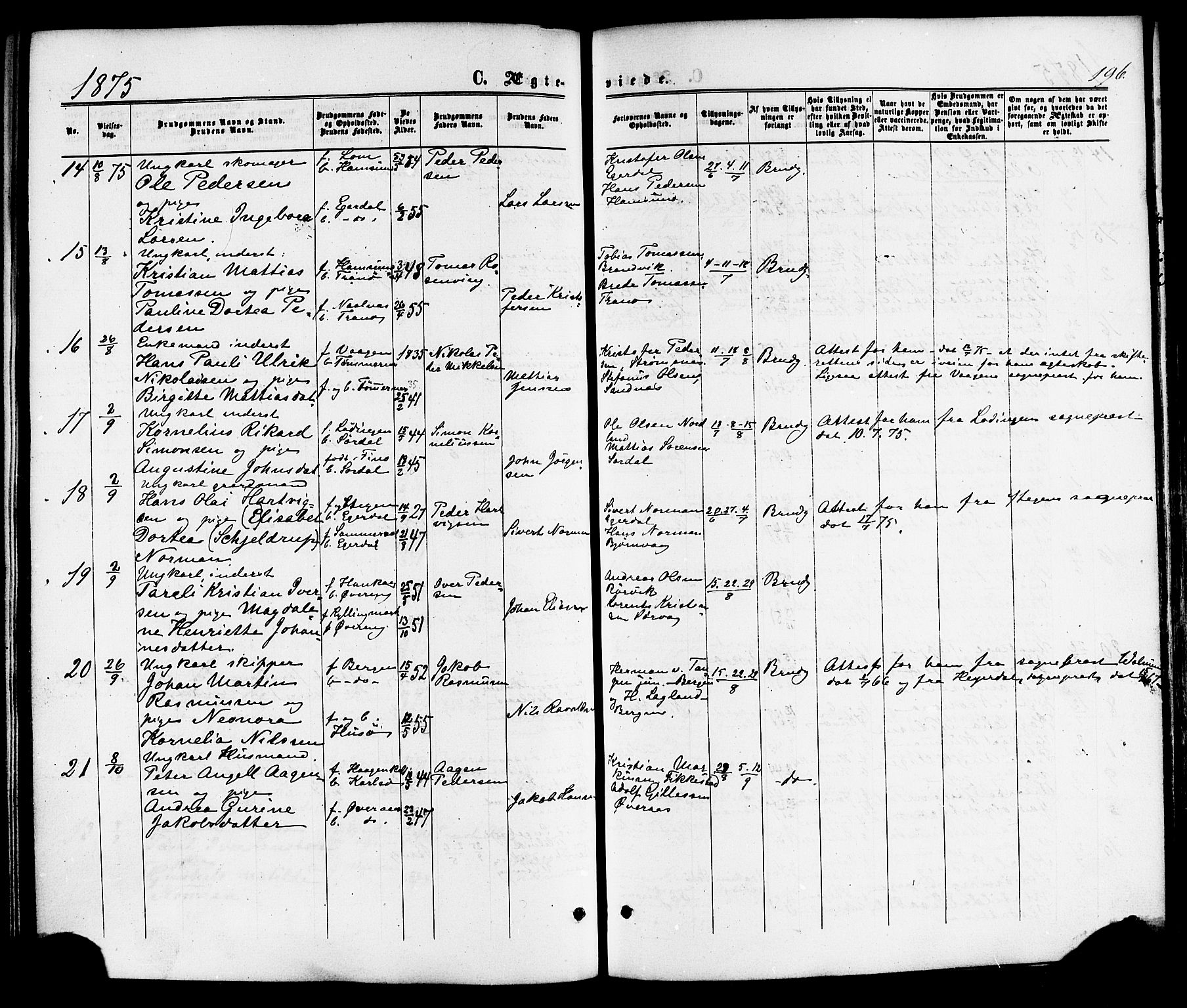 Ministerialprotokoller, klokkerbøker og fødselsregistre - Nordland, SAT/A-1459/859/L0845: Parish register (official) no. 859A05, 1863-1877, p. 196