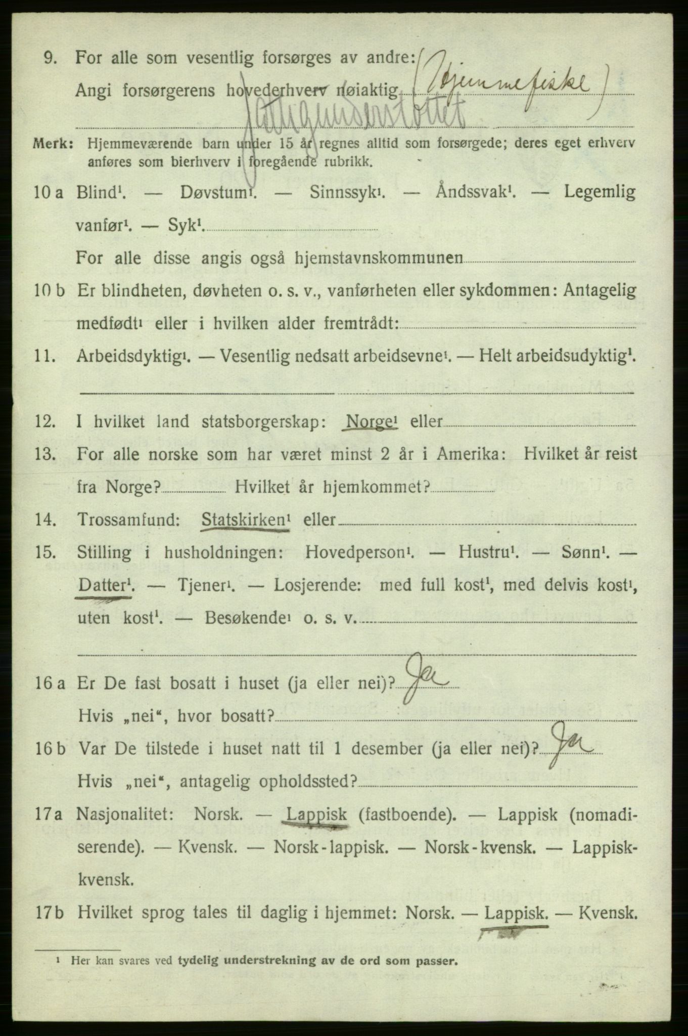 SATØ, 1920 census for Gamvik, 1920, p. 3559