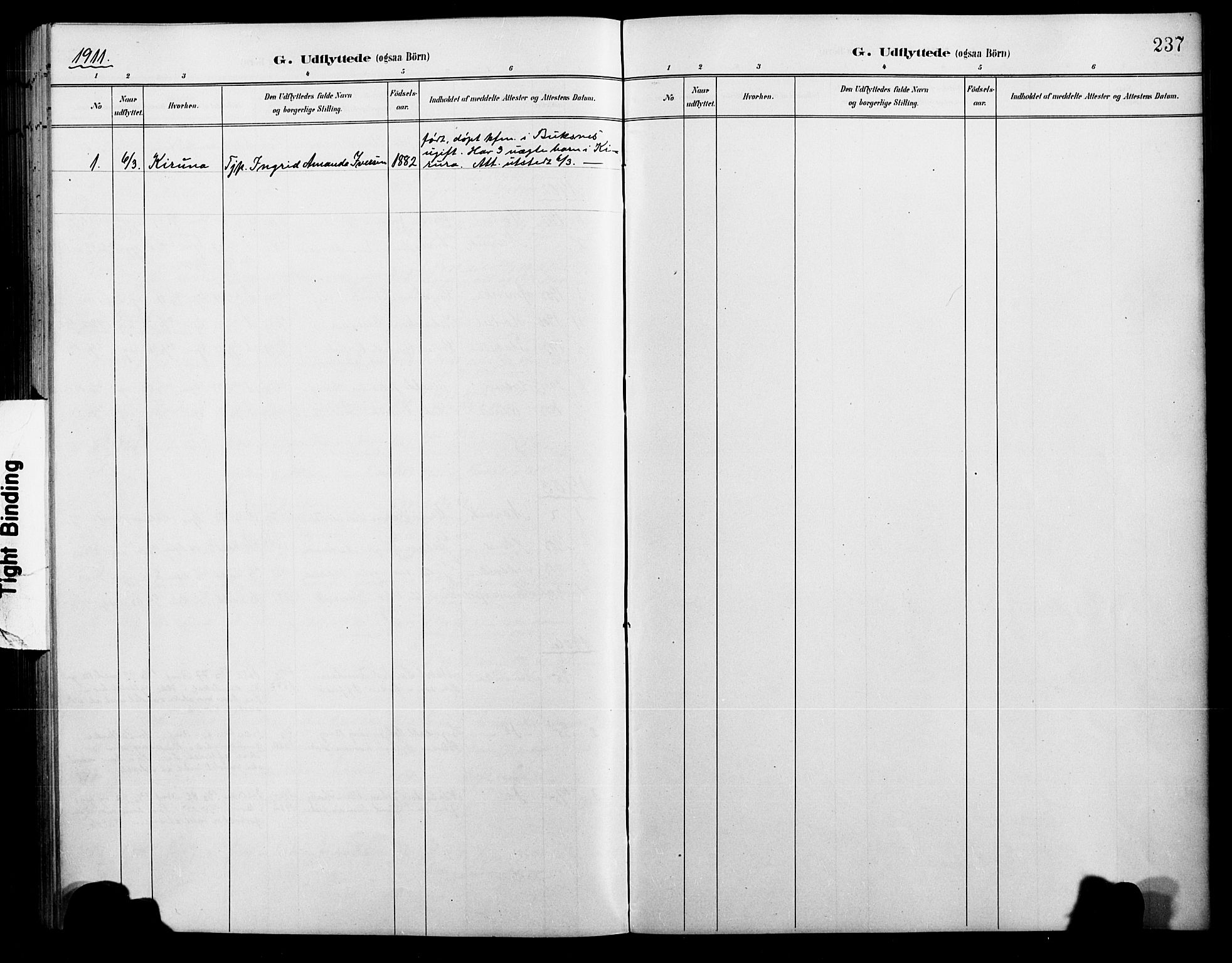 Ministerialprotokoller, klokkerbøker og fødselsregistre - Nordland, AV/SAT-A-1459/881/L1168: Parish register (copy) no. 881C05, 1900-1911, p. 237