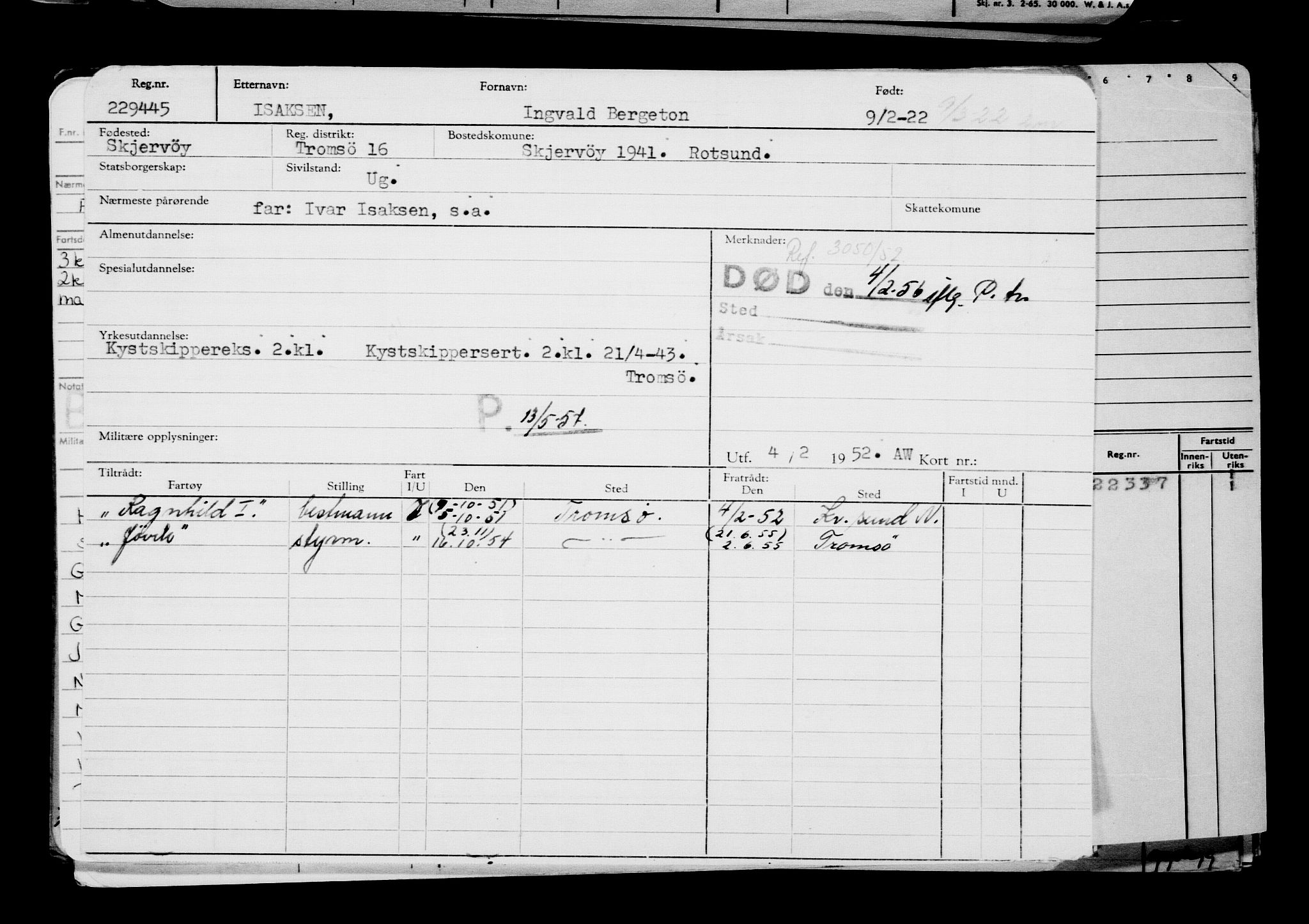 Direktoratet for sjømenn, AV/RA-S-3545/G/Gb/L0202: Hovedkort, 1922, p. 733